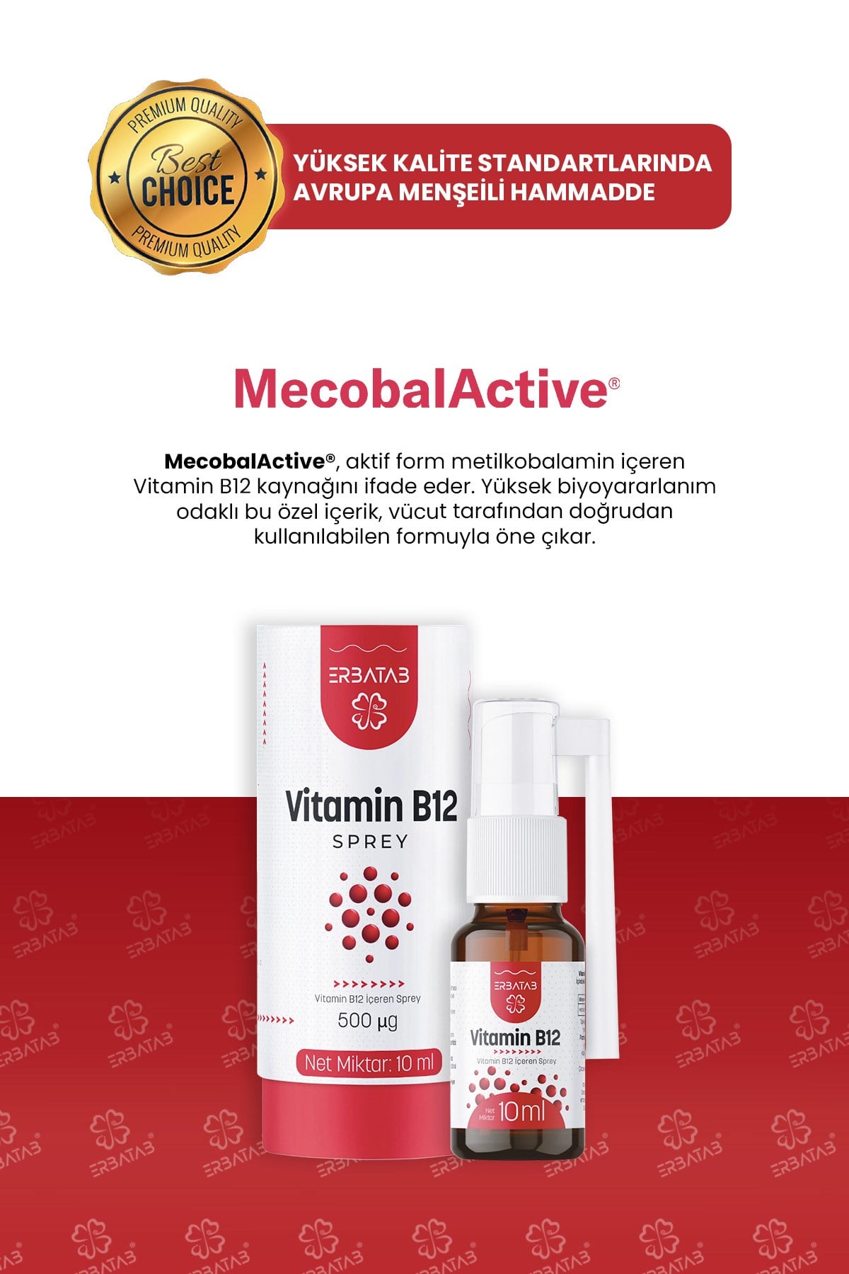 Erbatab Metilkobalamin B12 Sprey 10 ml 