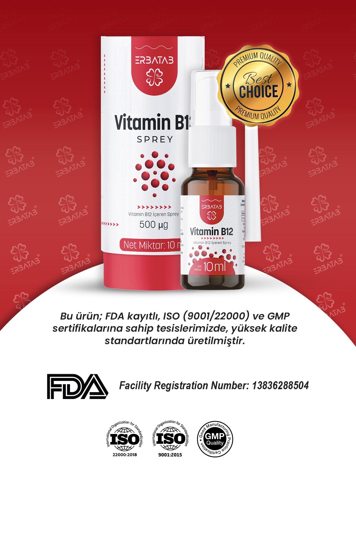 Erbatab Metilkobalamin B12 Sprey 10 ml 
