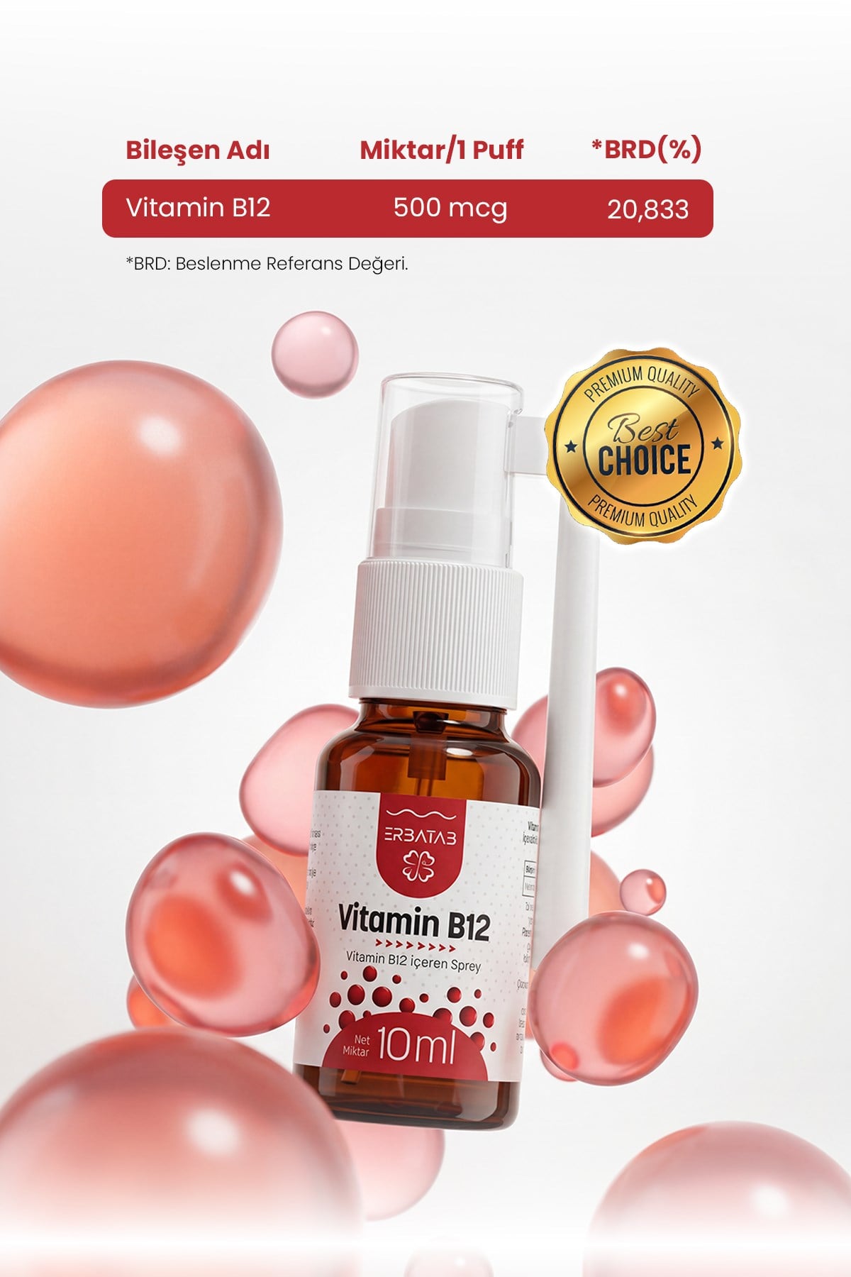 Erbatab Metilkobalamin B12 Sprey 10 ml 