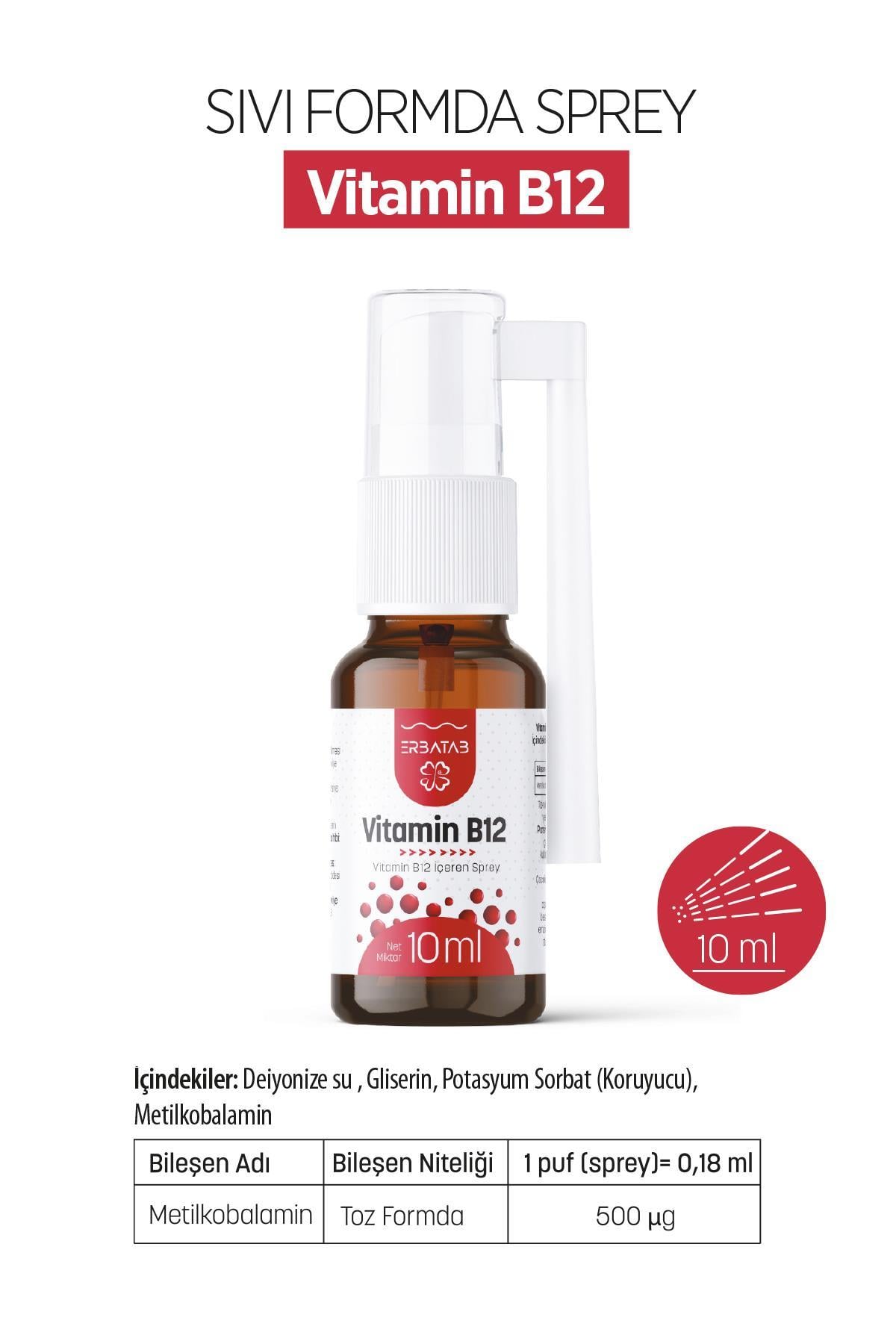 Erbatab Metilkobalamin B12 Sprey 10 ml