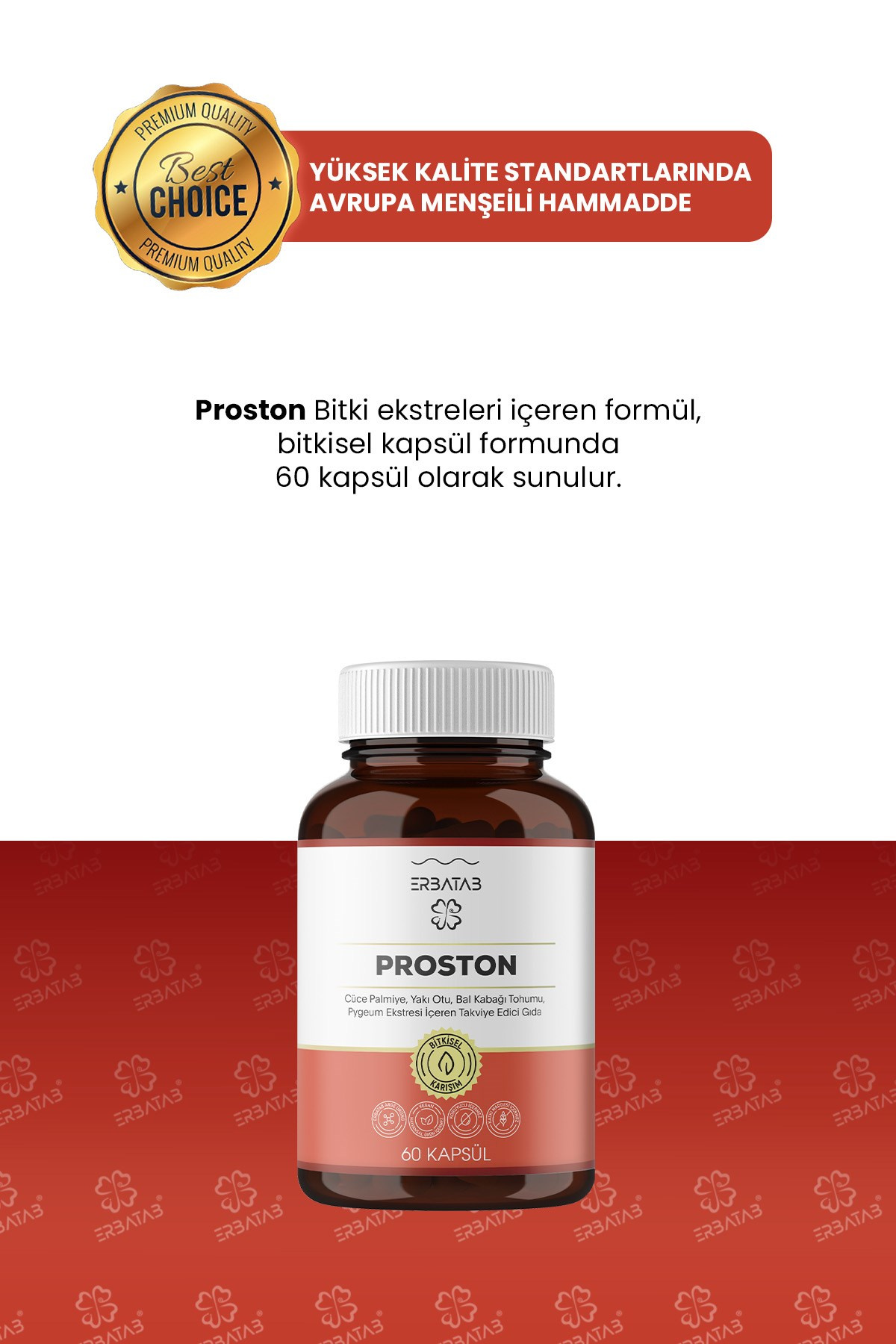 Erbatab Proston (Cüce Palmiye- Yakı Otu - Bal Kaba ğı Tohumu- Pygeum Ekstresi) 60 Kapsül