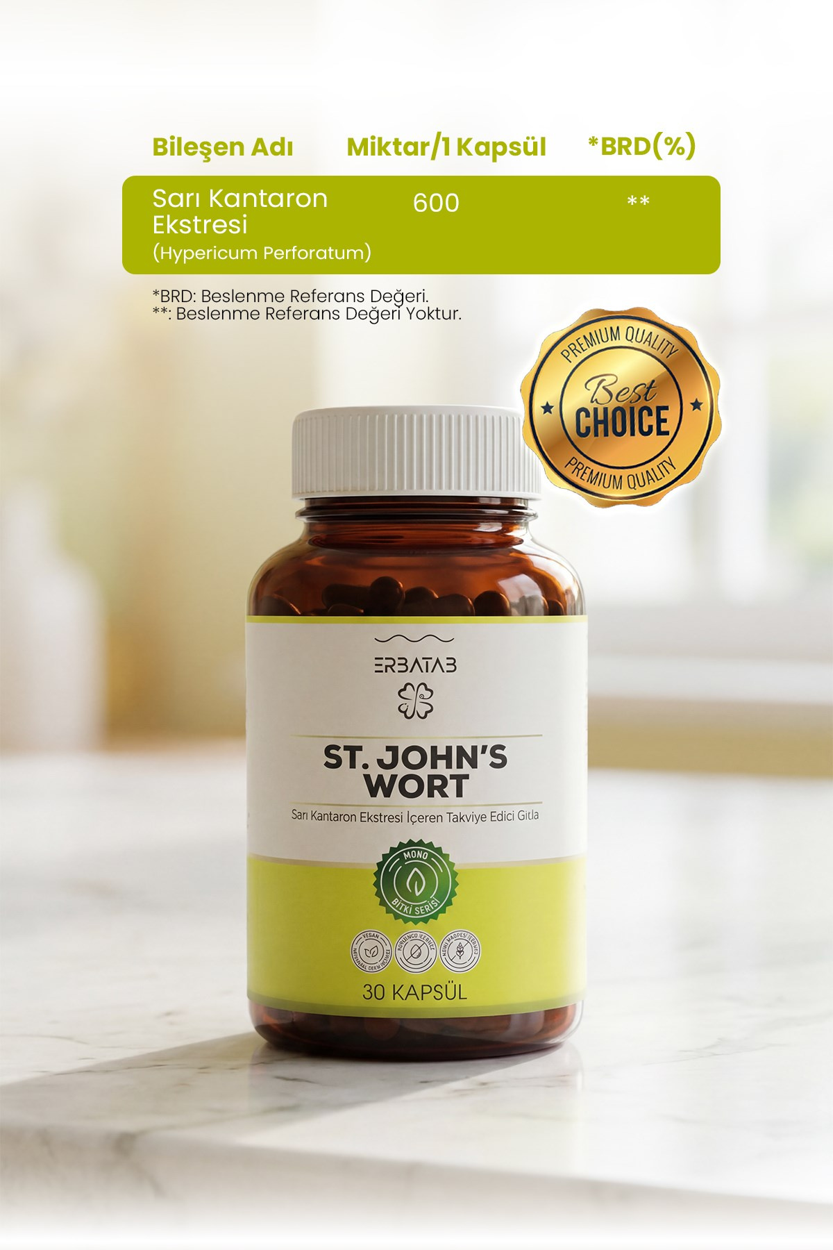 Erbatab Sarı Kantaron Ekstresi ST.John's Wort 30 K apsül
