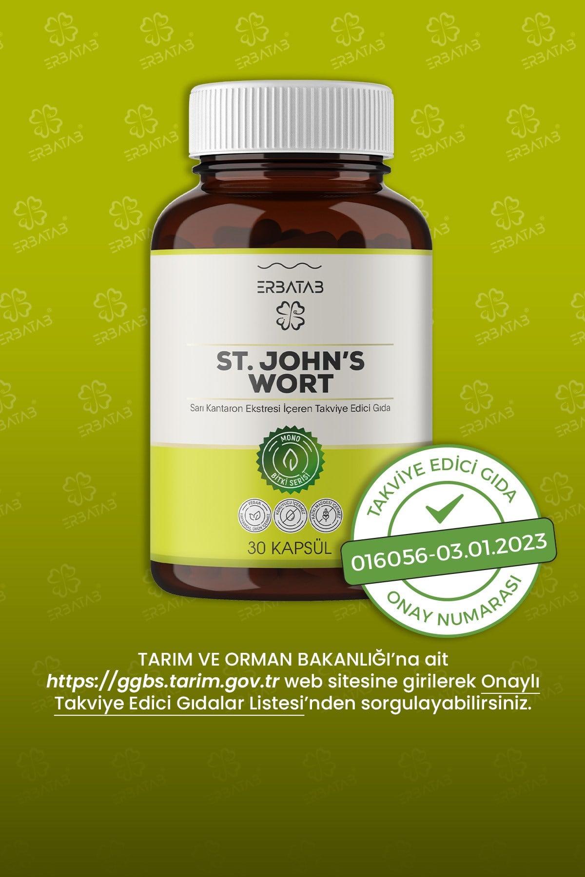 Erbatab Sarı Kantaron Ekstresi ST.John's Wort 30 K apsül
