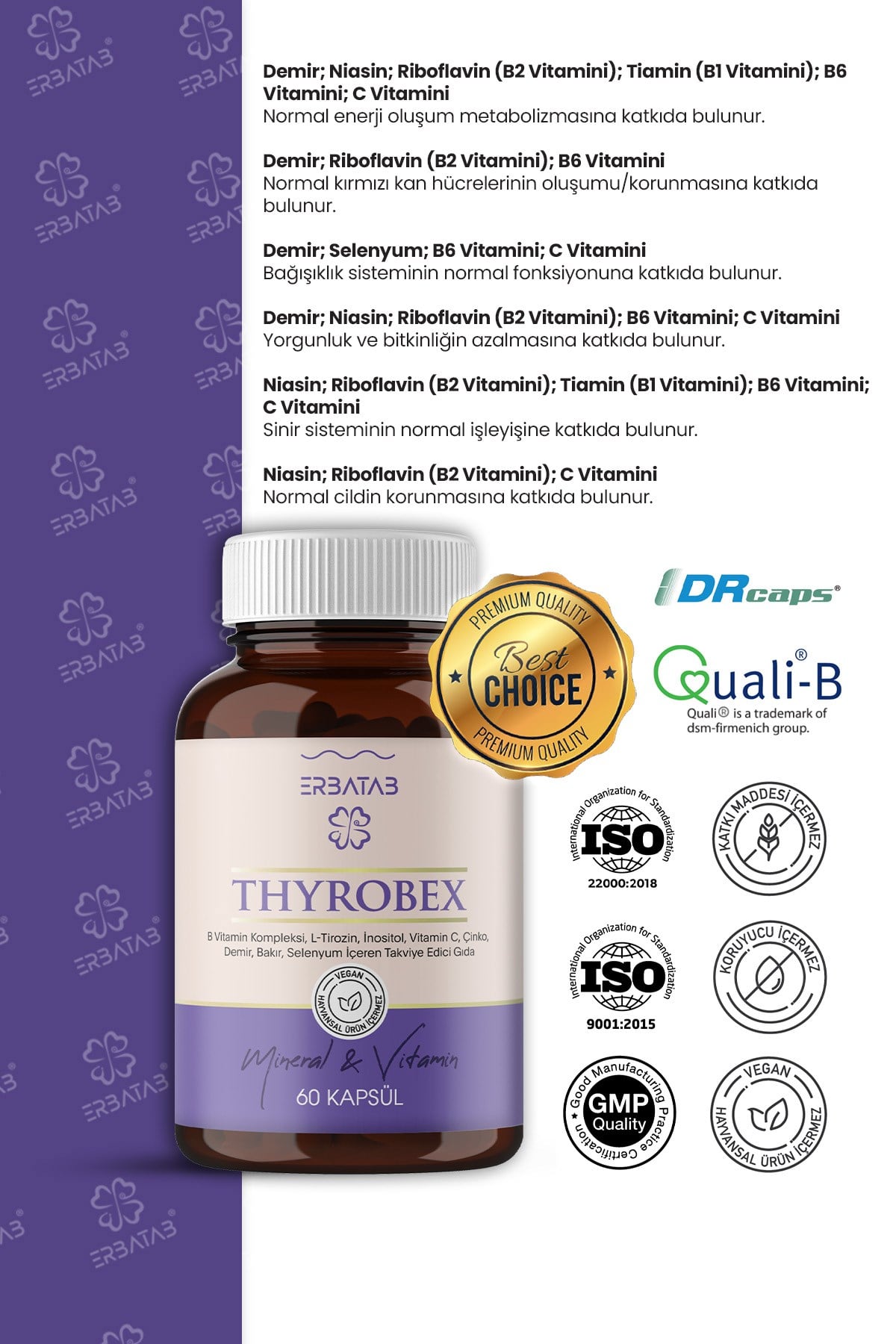 Erbatab Thyrobex Multivitamin 60 Kapsül 