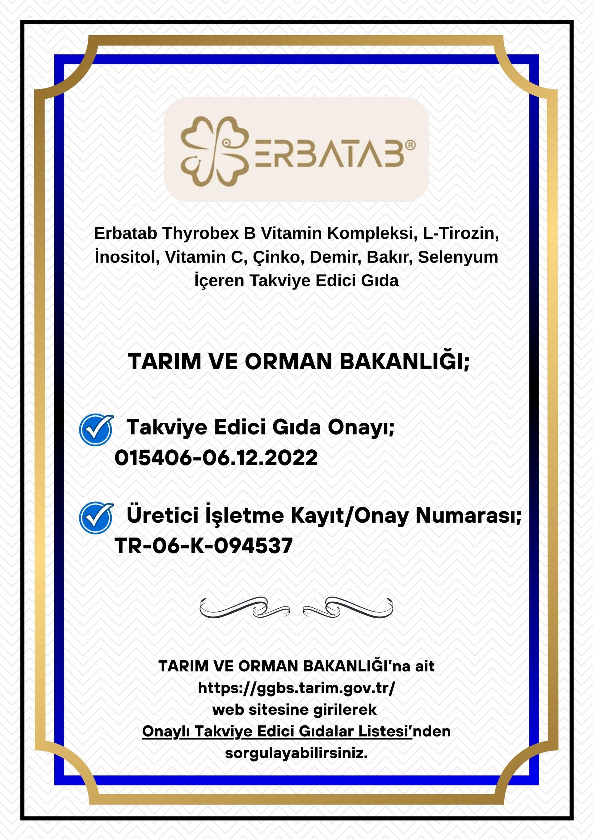 Erbatab Thyrobex Multivitamin 60 Kapsül