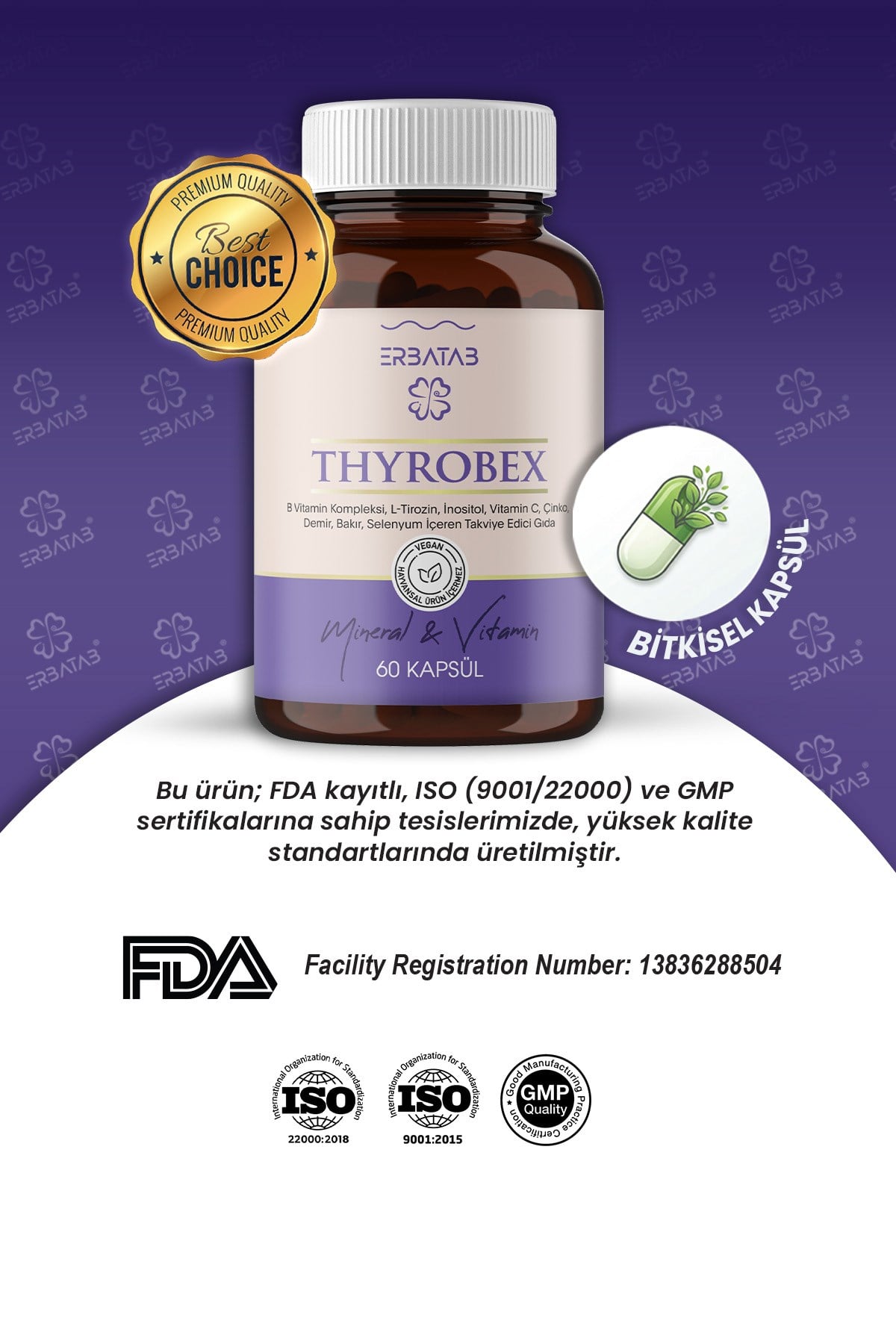 Erbatab Thyrobex Multivitamin 60 Kapsül 