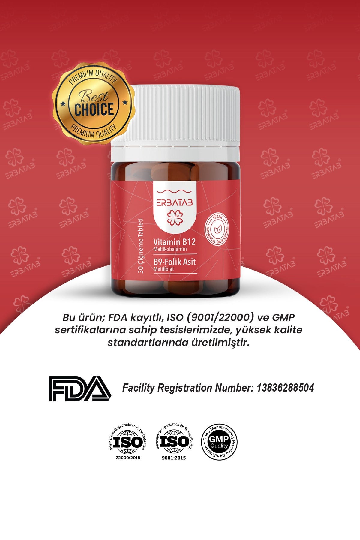 Erbatab Vitamin B12- Folik Asit B9-Metilkobalamin- Metilfolat