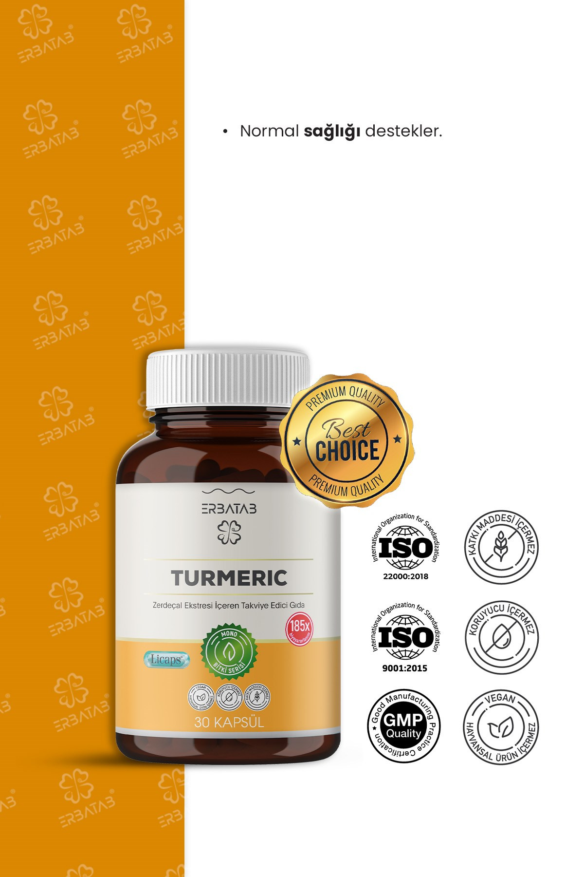 Erbatab Zerdeçal Curcumin Ekstresi 30 Kapsül Licap s®