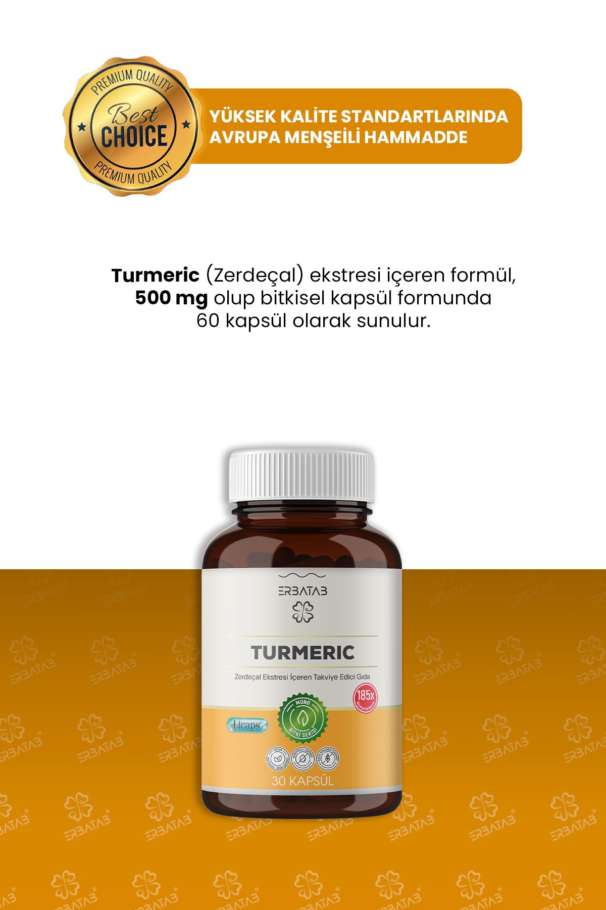 Erbatab Zerdeçal Curcumin Ekstresi 30 Kapsül Licap s®