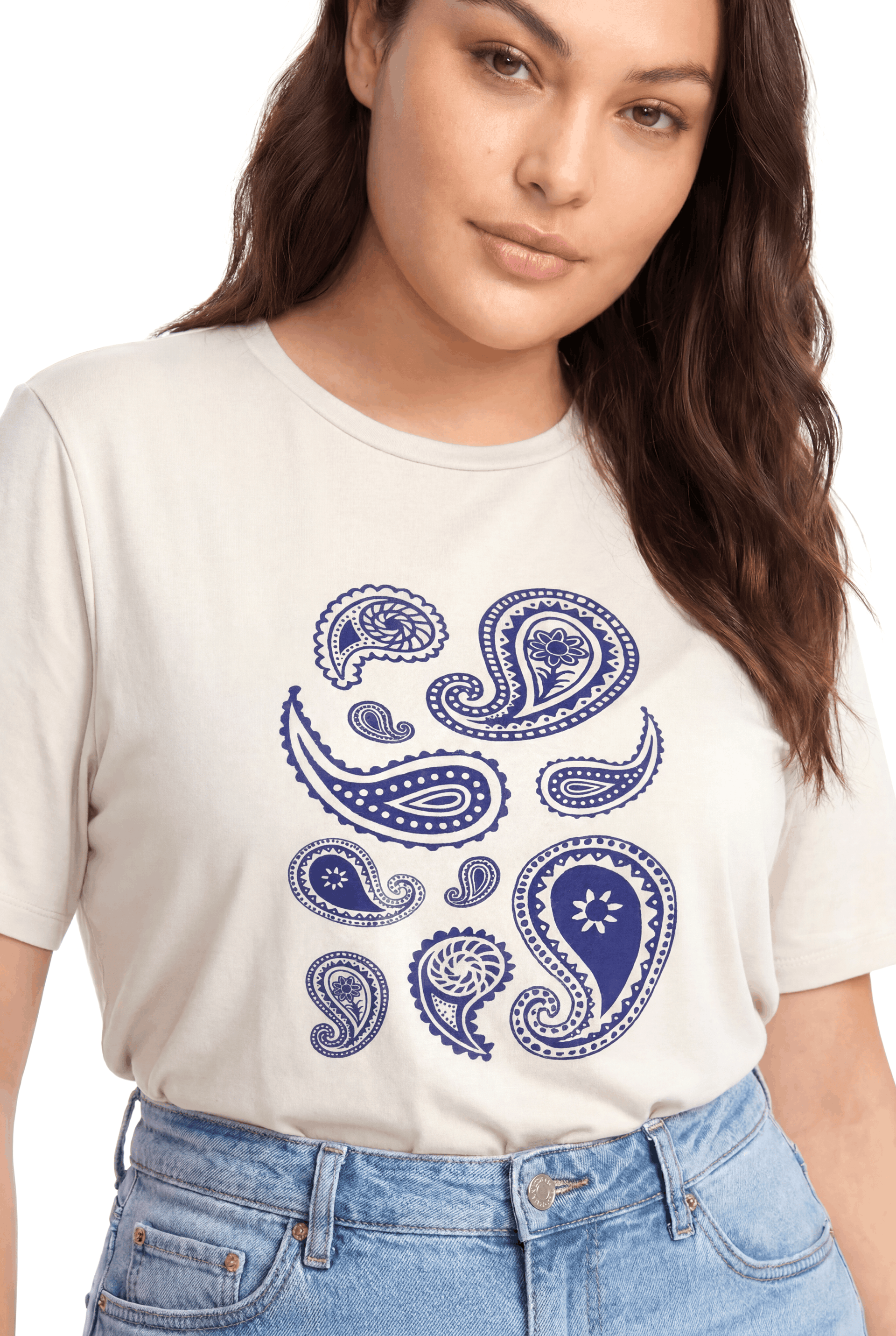 Baskı Desen Pamuklu Bluz-TAŞ