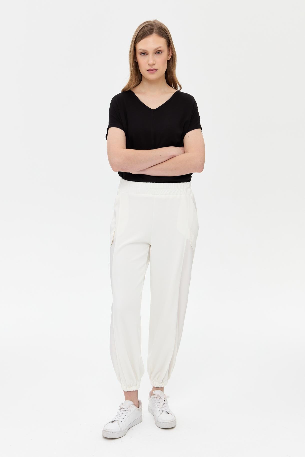 Bel ve Paça Lastikli  Pantolon-KEMIK