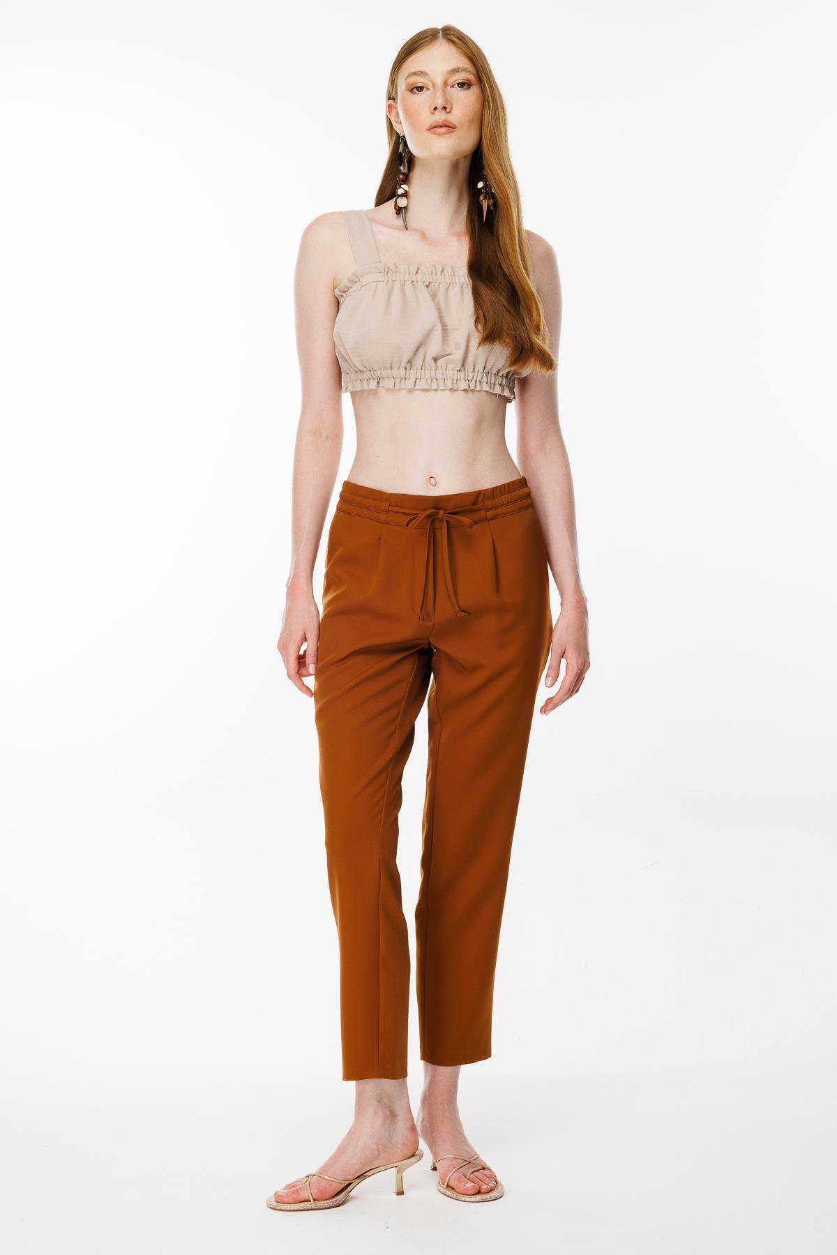 Beli Lastikli Bağcıklı Pantolon-TARÇIN