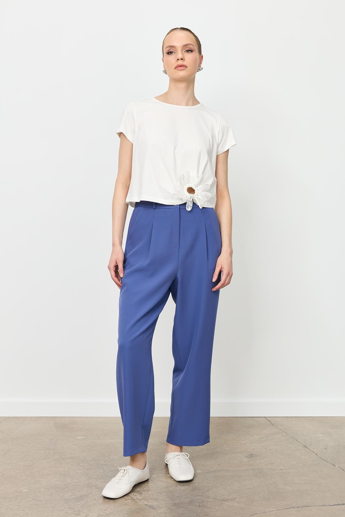 Beli Lastikli Relax Pantolon-İNDİGO