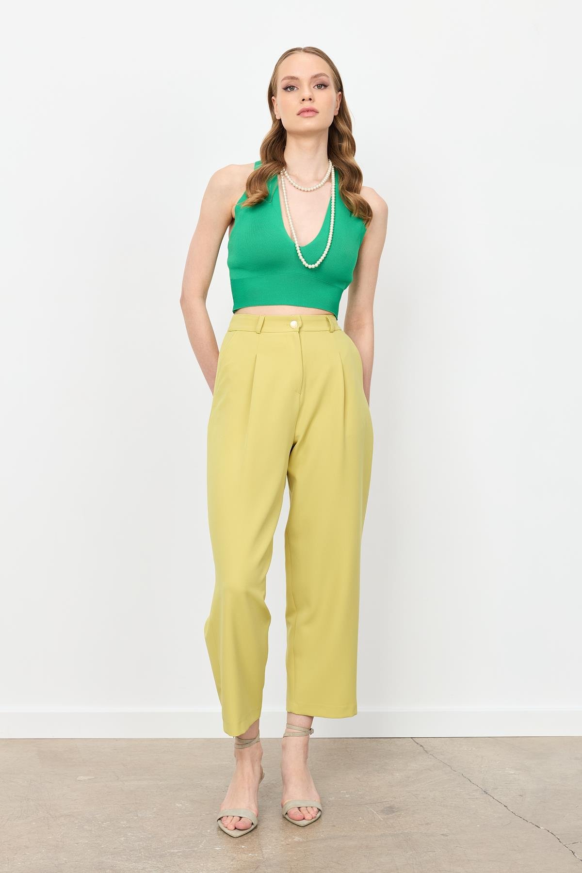 Beli Lastikli Relax Pantolon-Y.YEŞİLİ