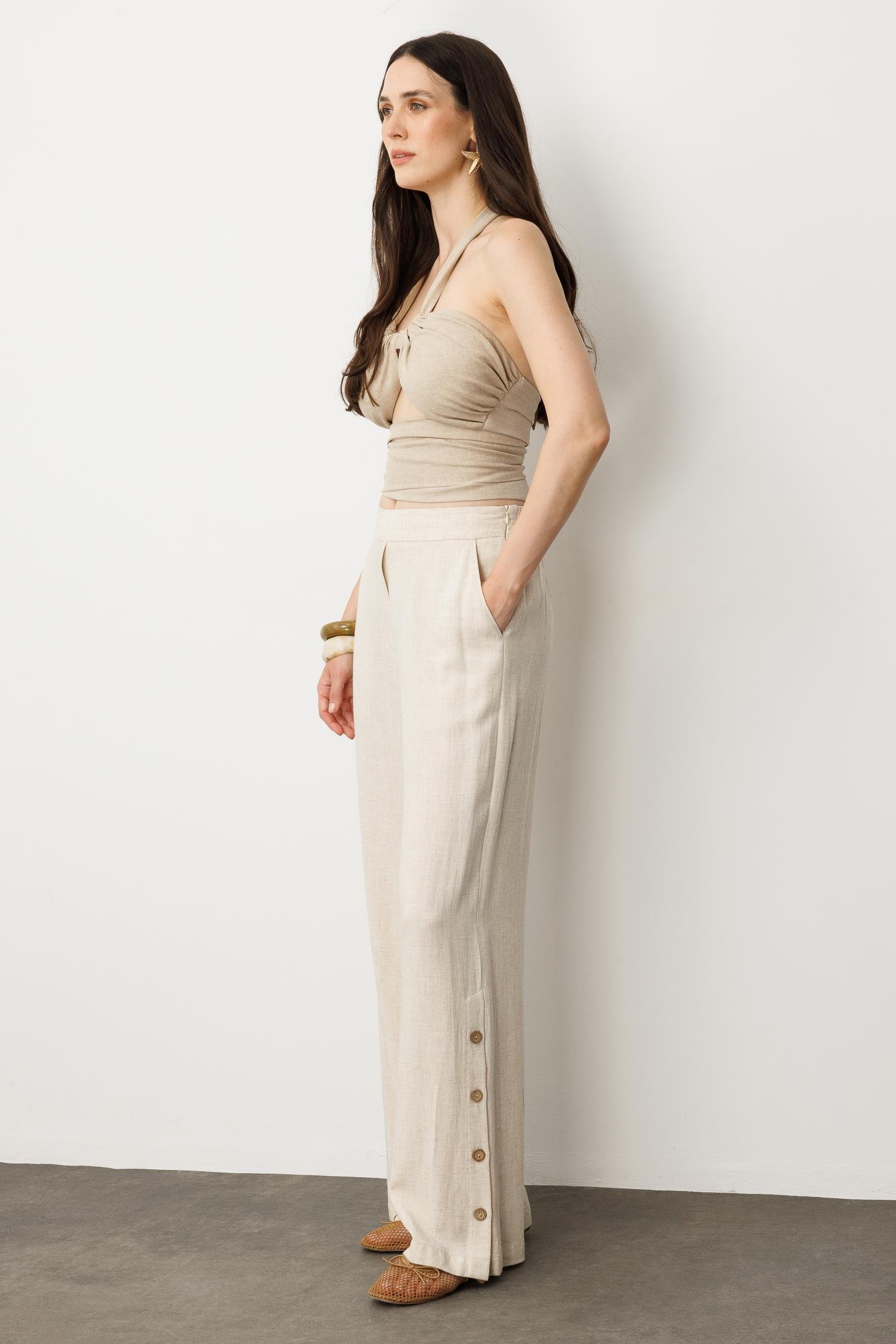 Bol Paça Viskon Pantolon-TAŞ