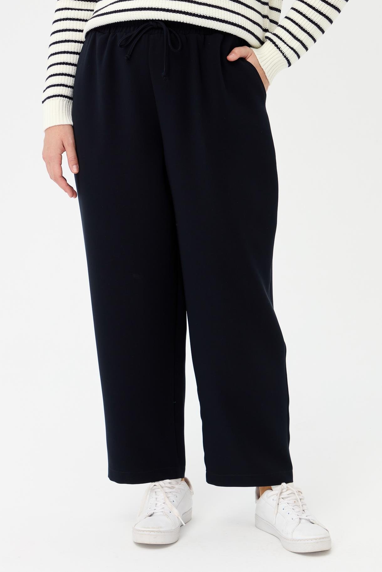 Büyük Beden Beli Lastikli Pantolon-LACI