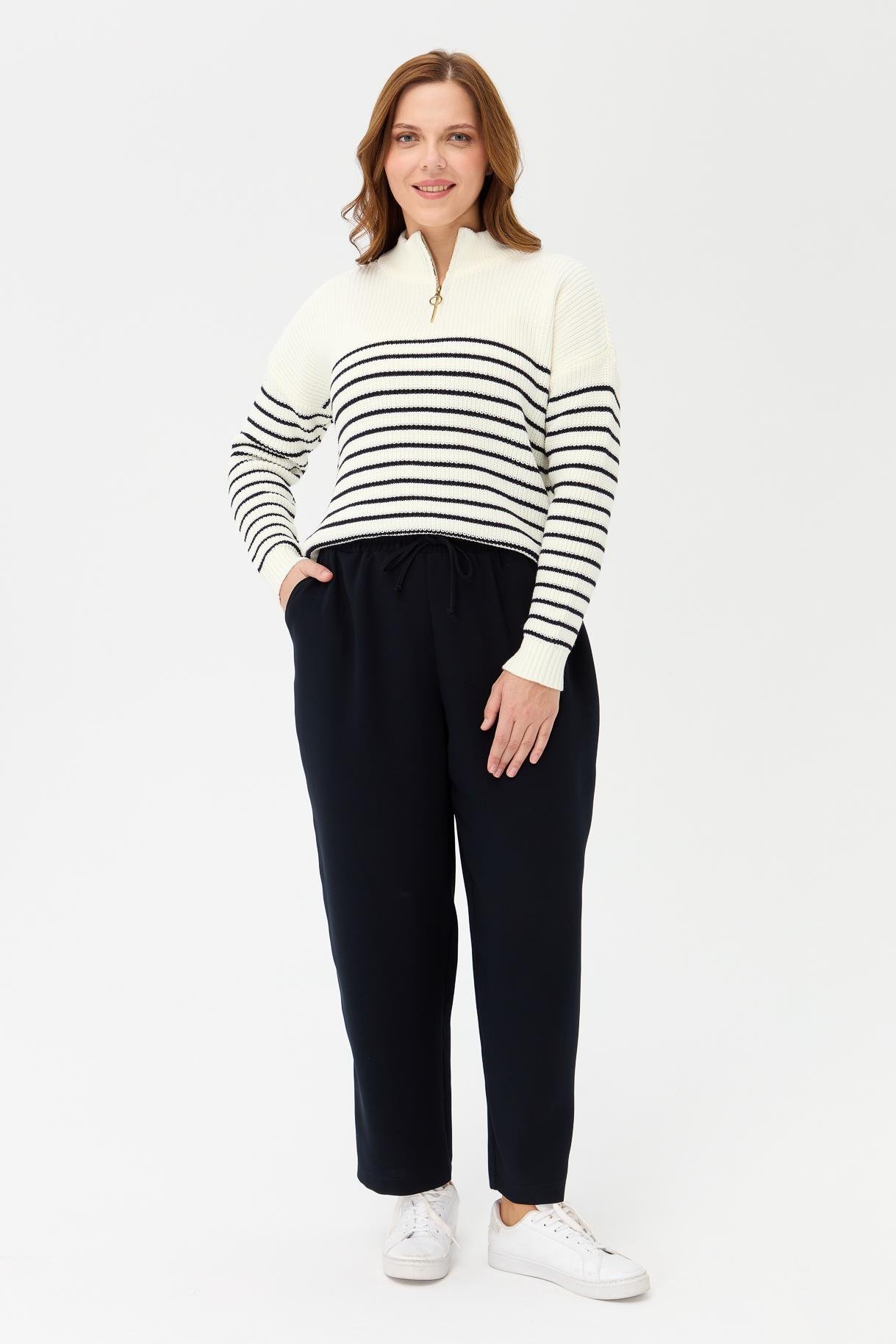 Büyük Beden Beli Lastikli Pantolon-LACI