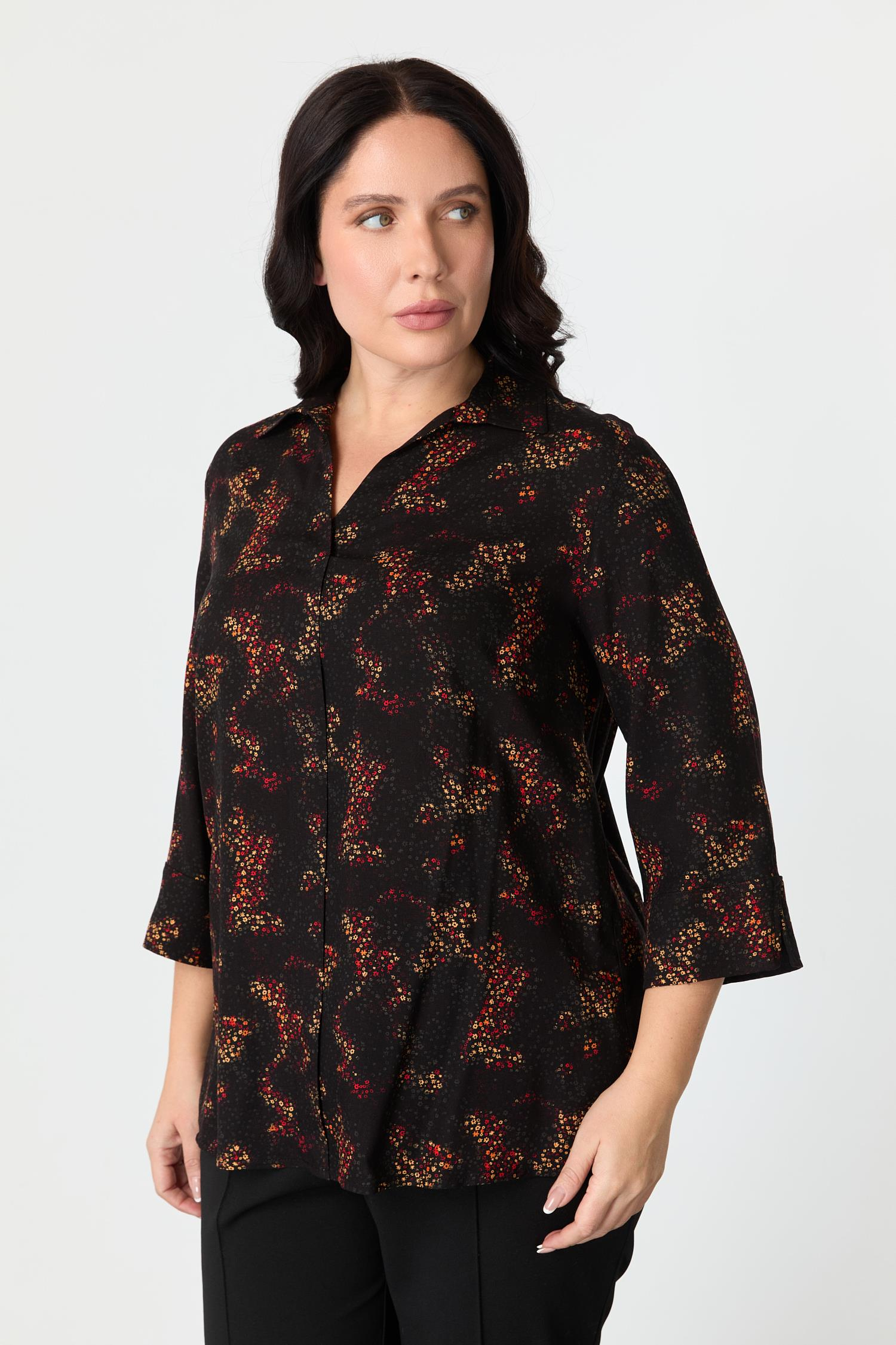 Büyük Beden Desenli Gömlek-KIRMIZI