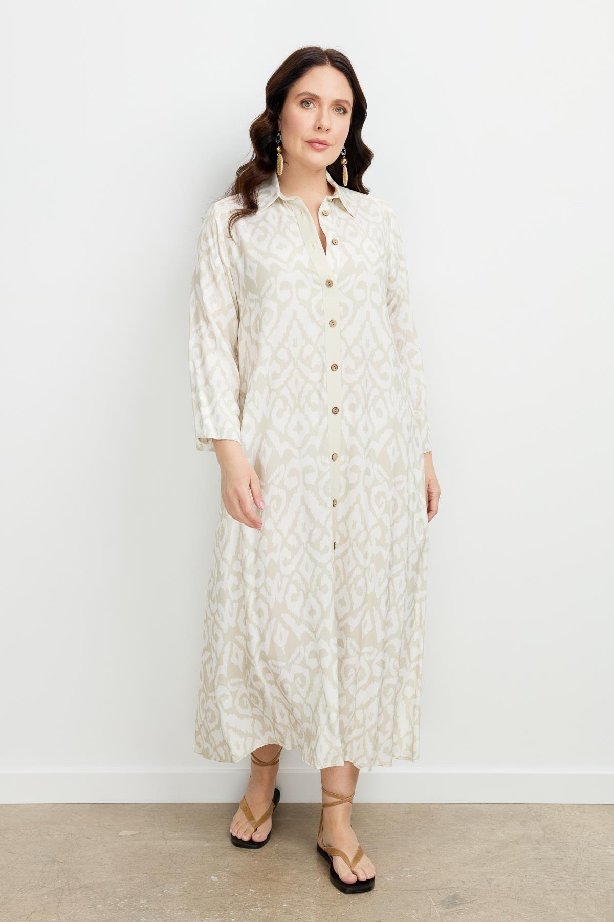 Büyük Beden Etnik Desen Elbise-VİZON