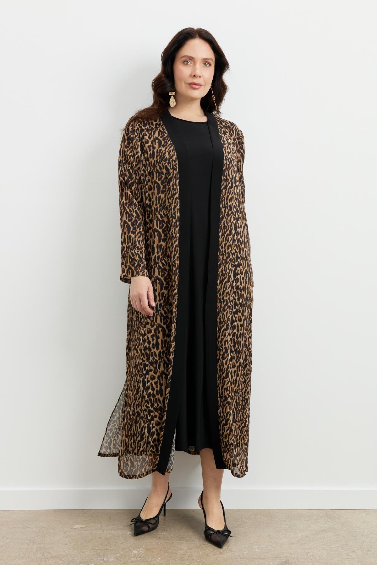 Büyük Beden Leoparın Rüyası Takım Elbise-CAMEL