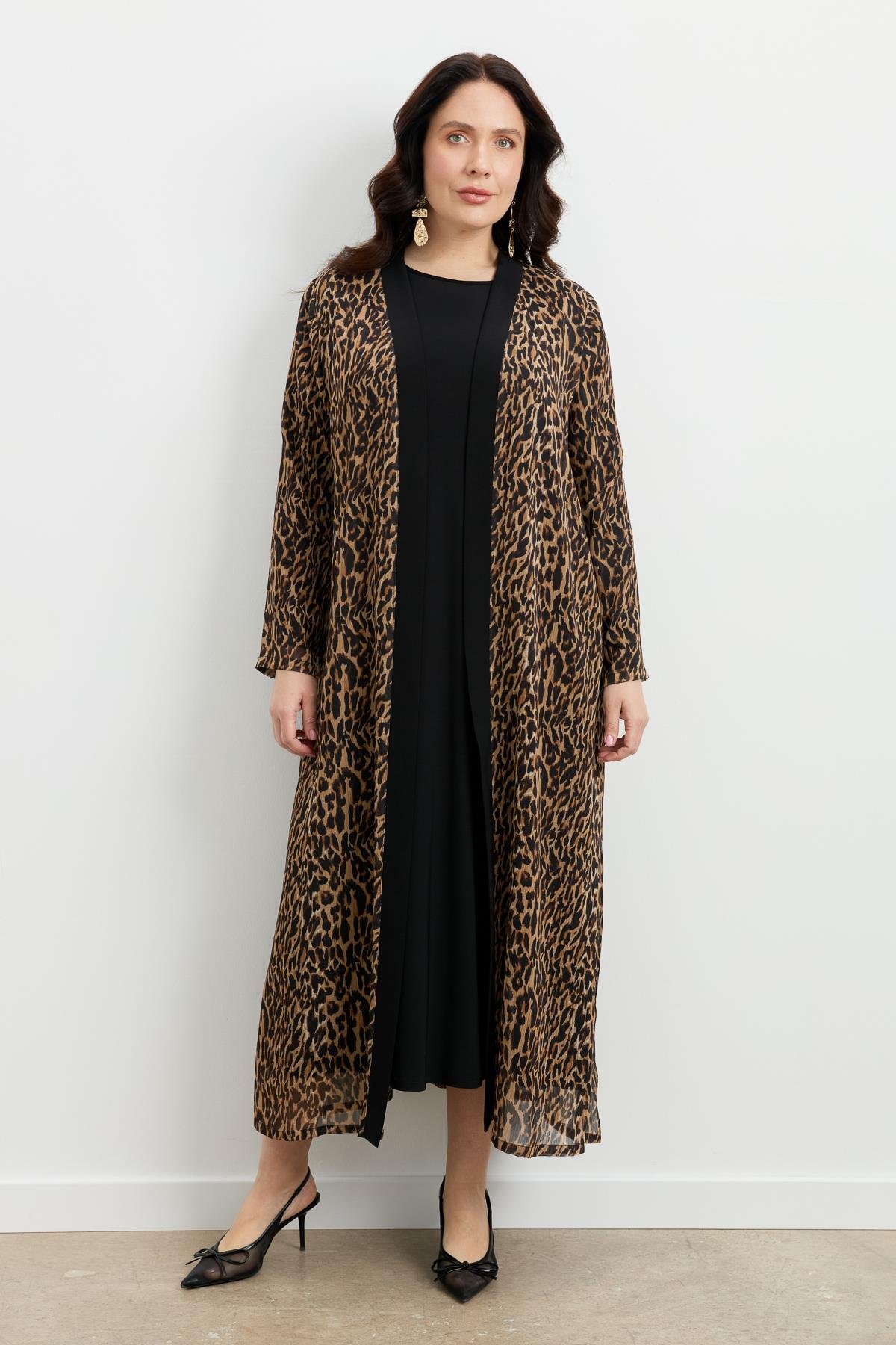 Büyük Beden Leoparın Rüyası Takım Elbise-CAMEL