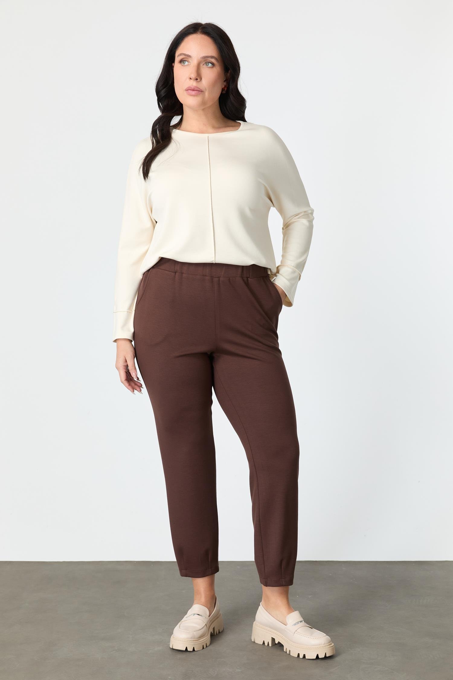 Büyük Beden Modal Pantolon-KAHVE