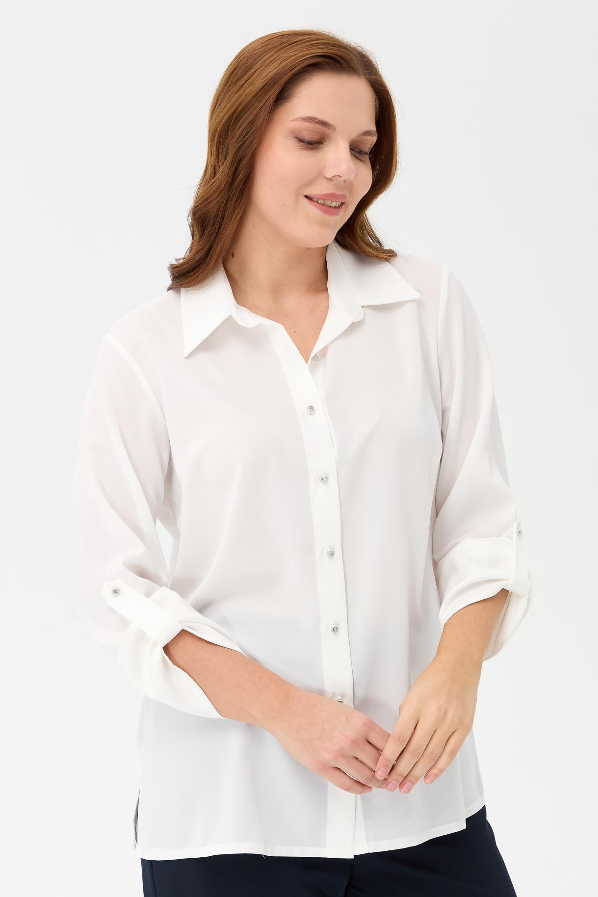 Büyük Beden Uzun Kollu Gömlek-EKRU