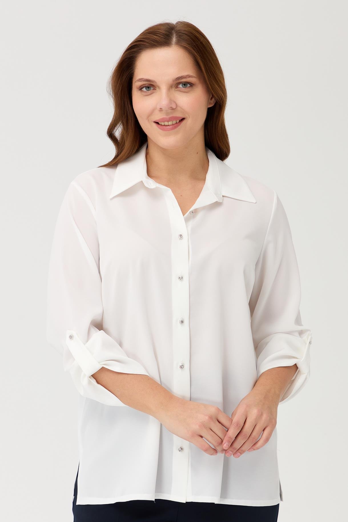 Büyük Beden Uzun Kollu Gömlek-EKRU