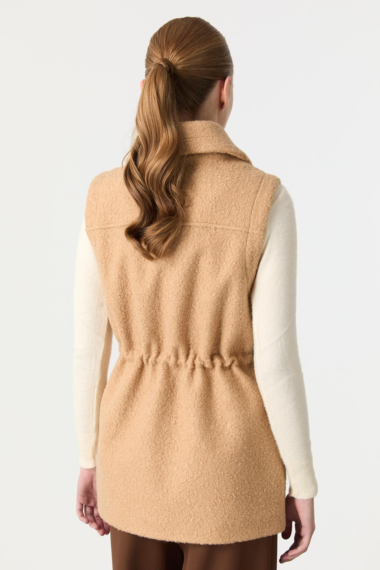 Cep Detaylı Buklet Ceket-CAMEL