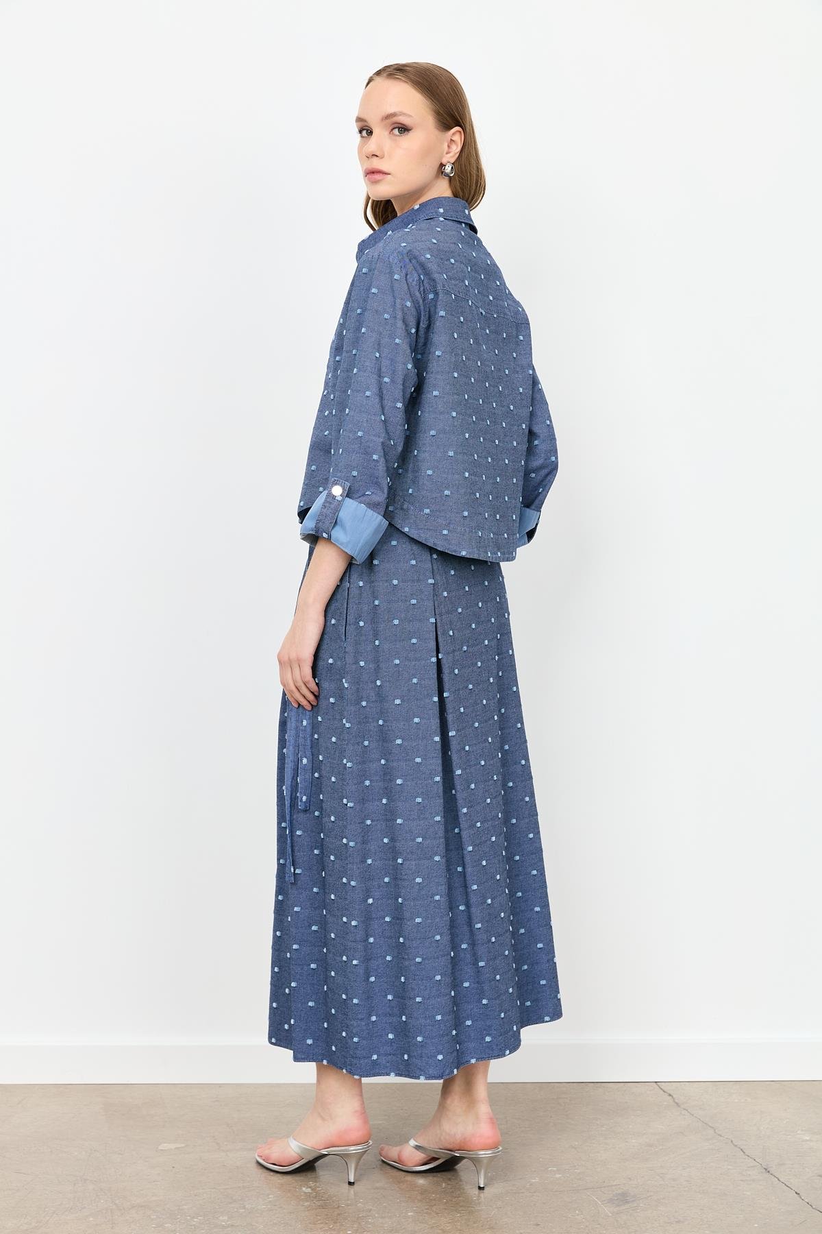 Cep Detaylı Kot Gömlek-MAVİ