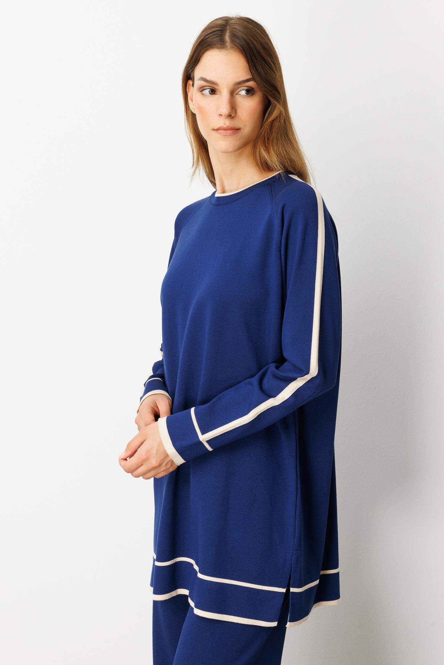 Çizgi Detaylı Triko Takım-SAX