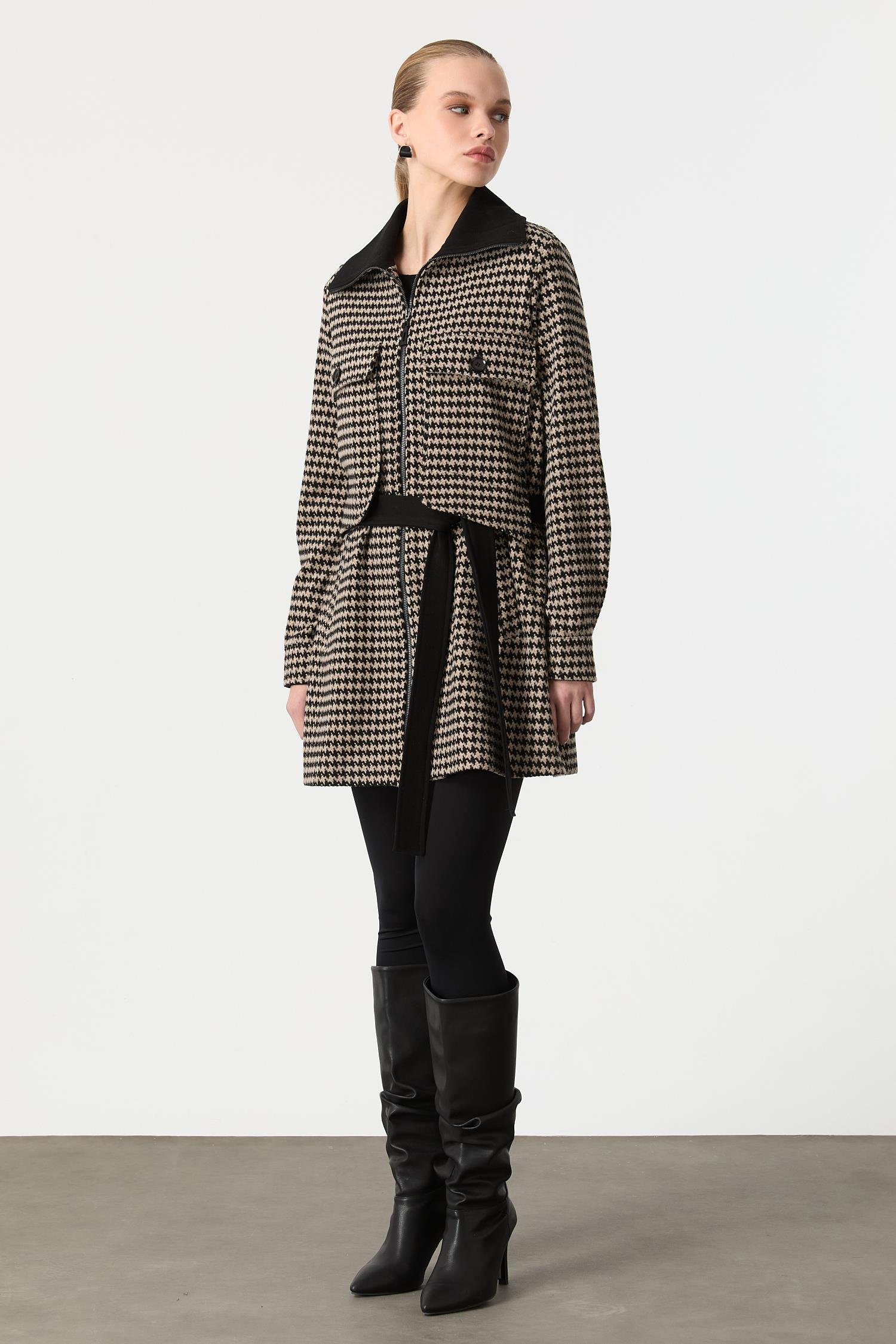 Kazayağı Desen Fermuar Detaylı Kaban-VİZON