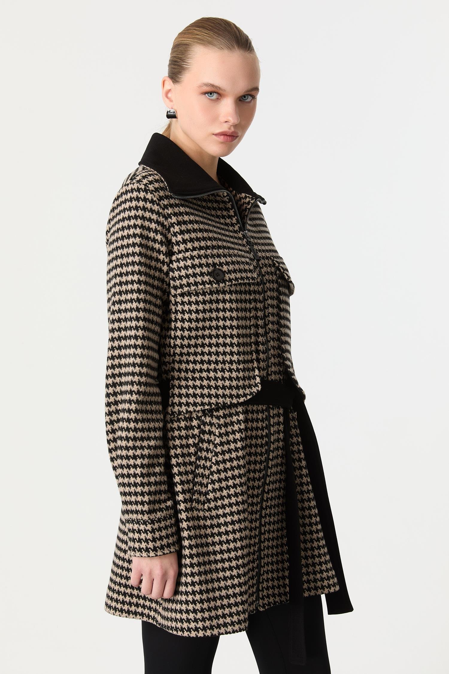 Kazayağı Desen Fermuar Detaylı Kaban-VİZON