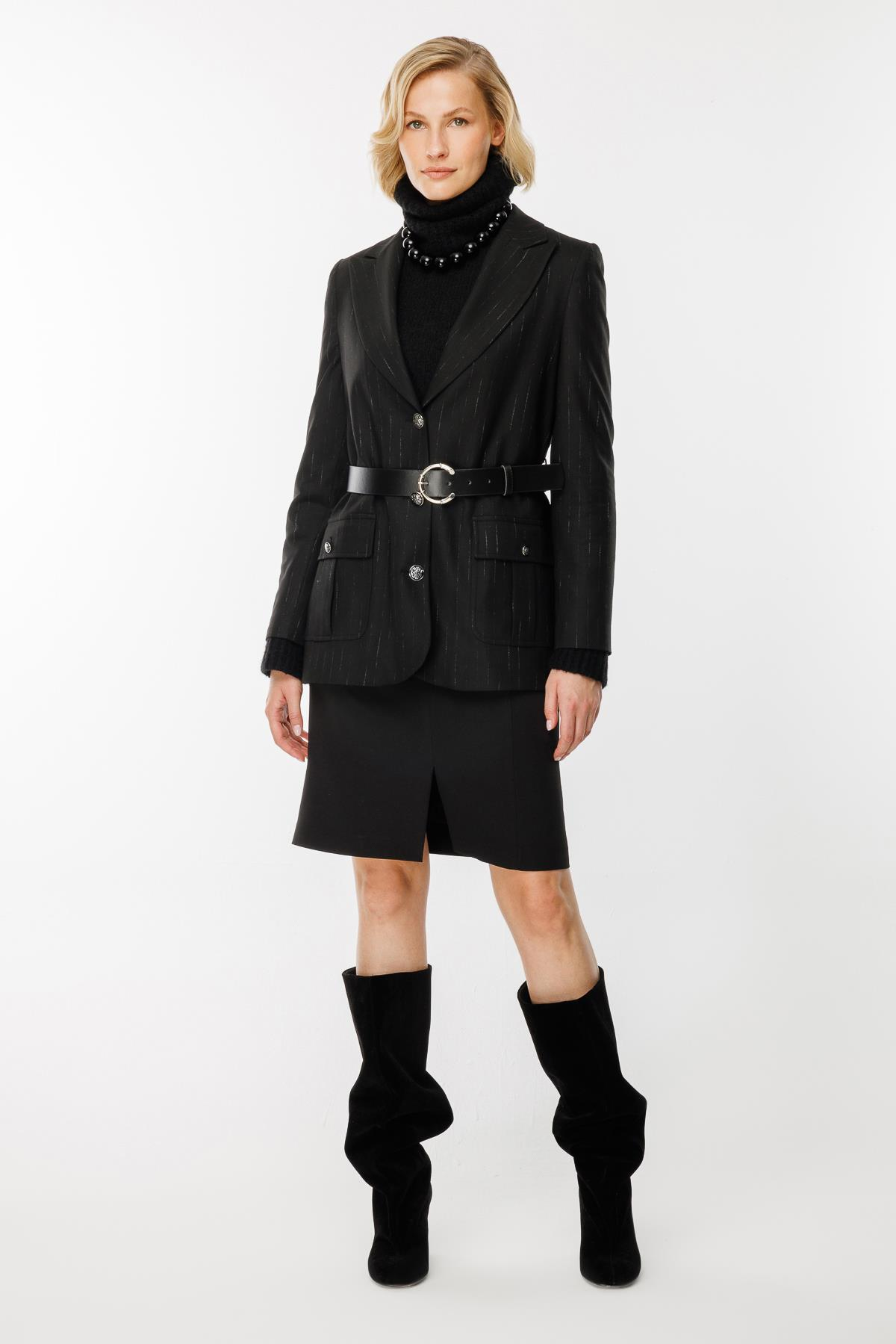 Kemer Detaylı Ceket-SİYAH