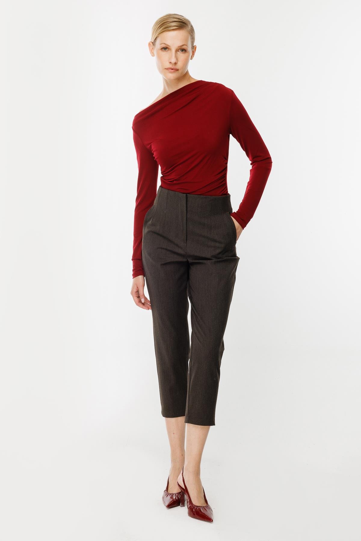 Pensli Yüksek Bel Pantolon-K.KAHVE