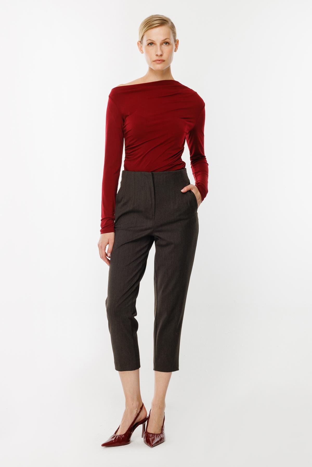 Pensli Yüksek Bel Pantolon-K.KAHVE