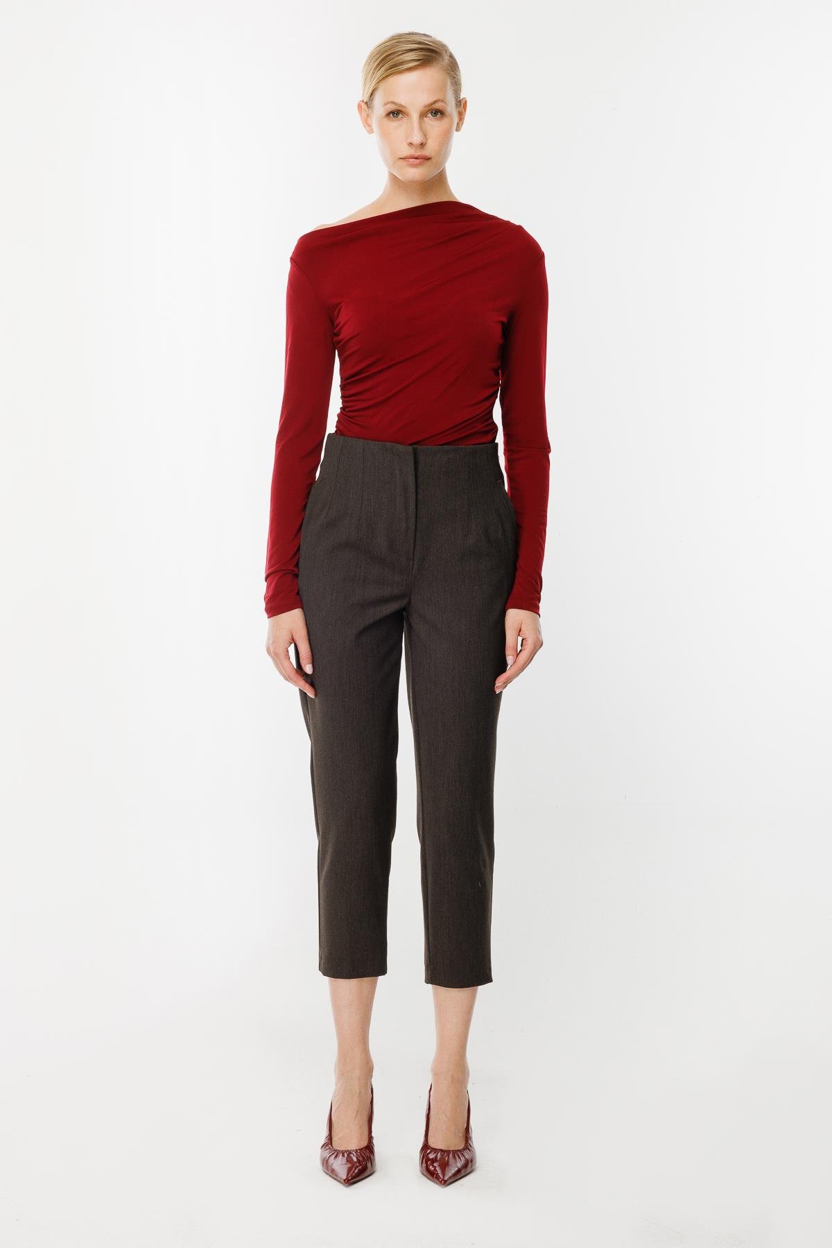 Pensli Yüksek Bel Pantolon-K.KAHVE