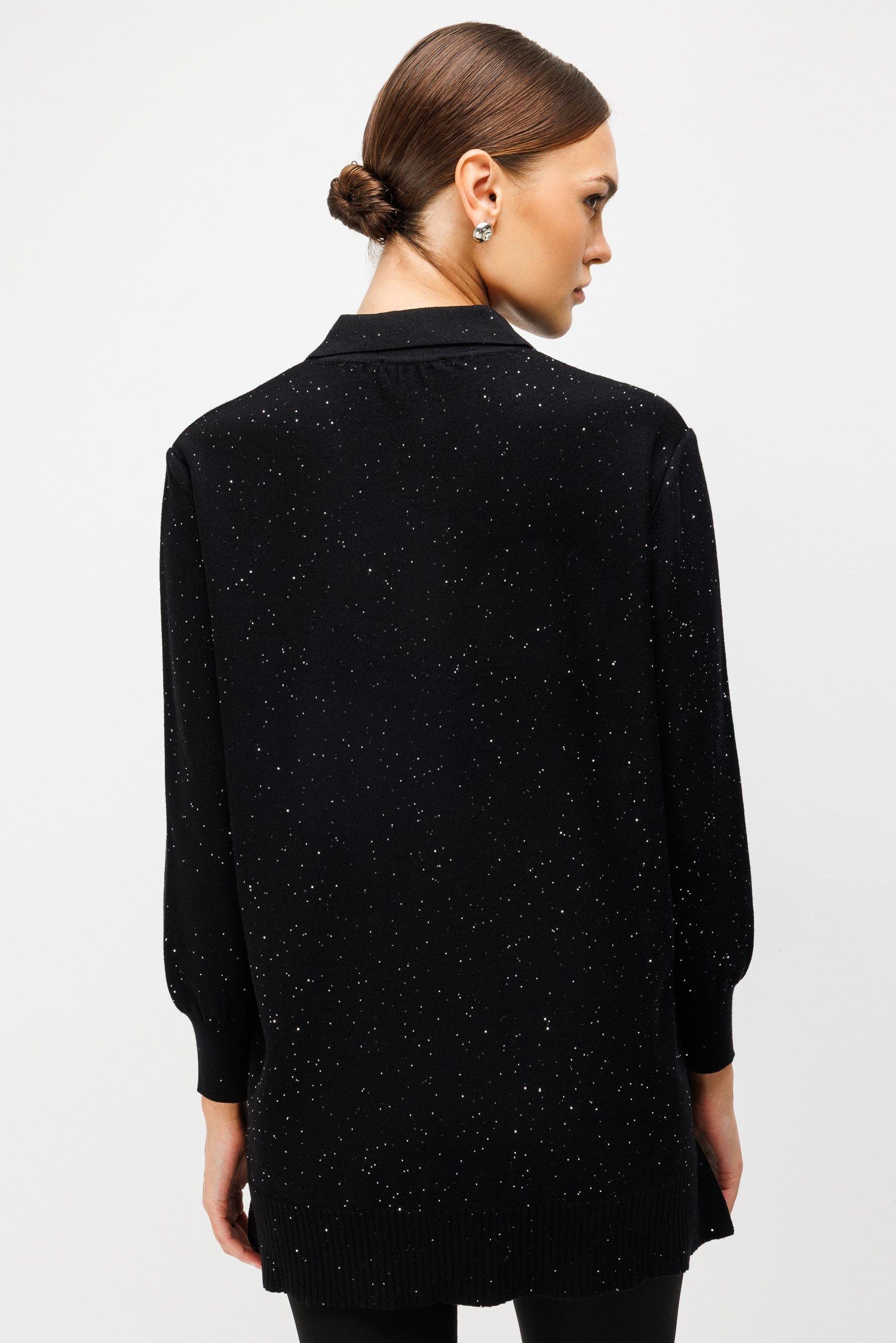 Polo Yaka Triko Tunik-SİYAH