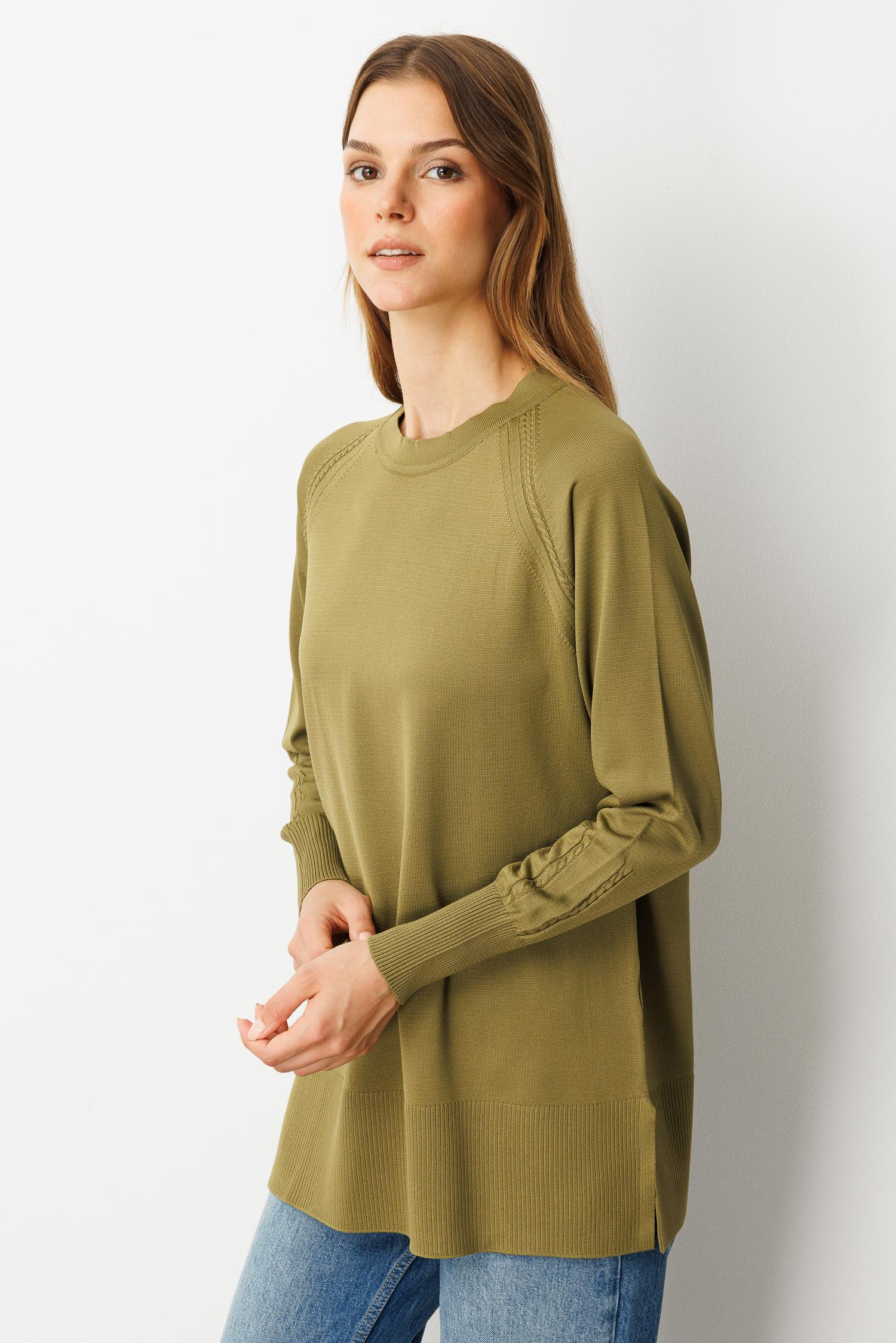 Reglan Kol Basic Triko Tunik-Y.YEŞİLİ