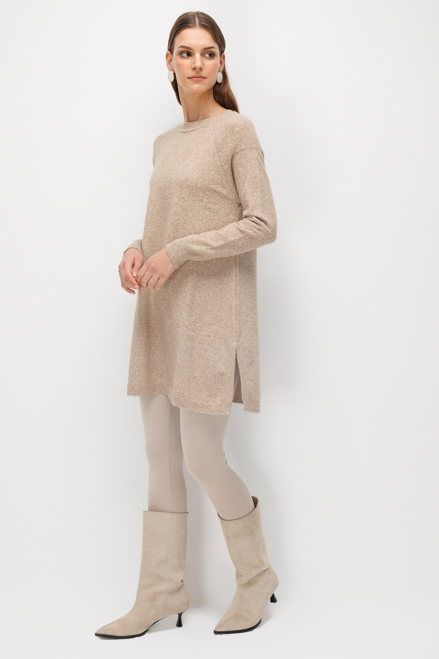 Reglan Kol Triko Tunik-VİZON