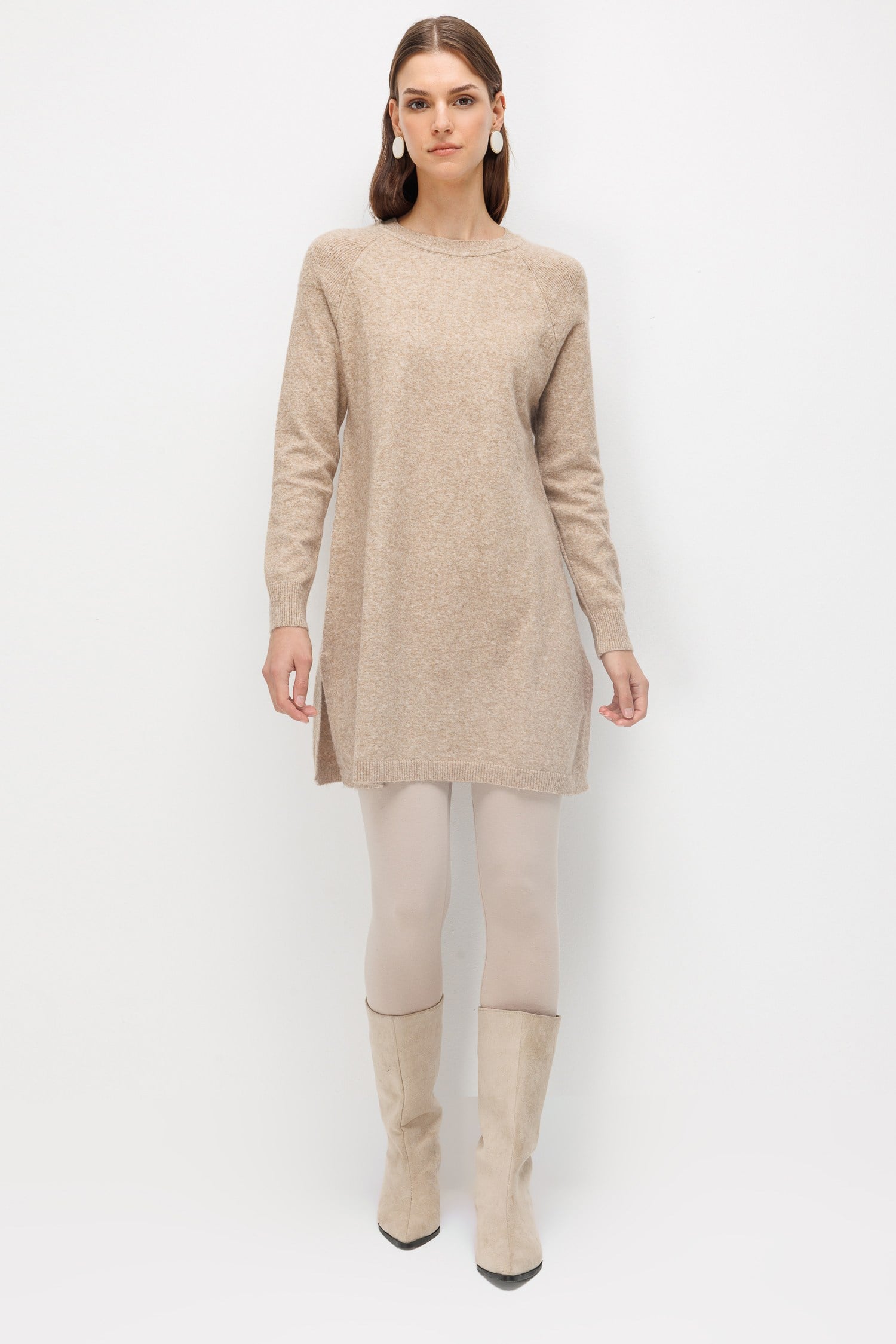 Reglan Kol Triko Tunik-VİZON
