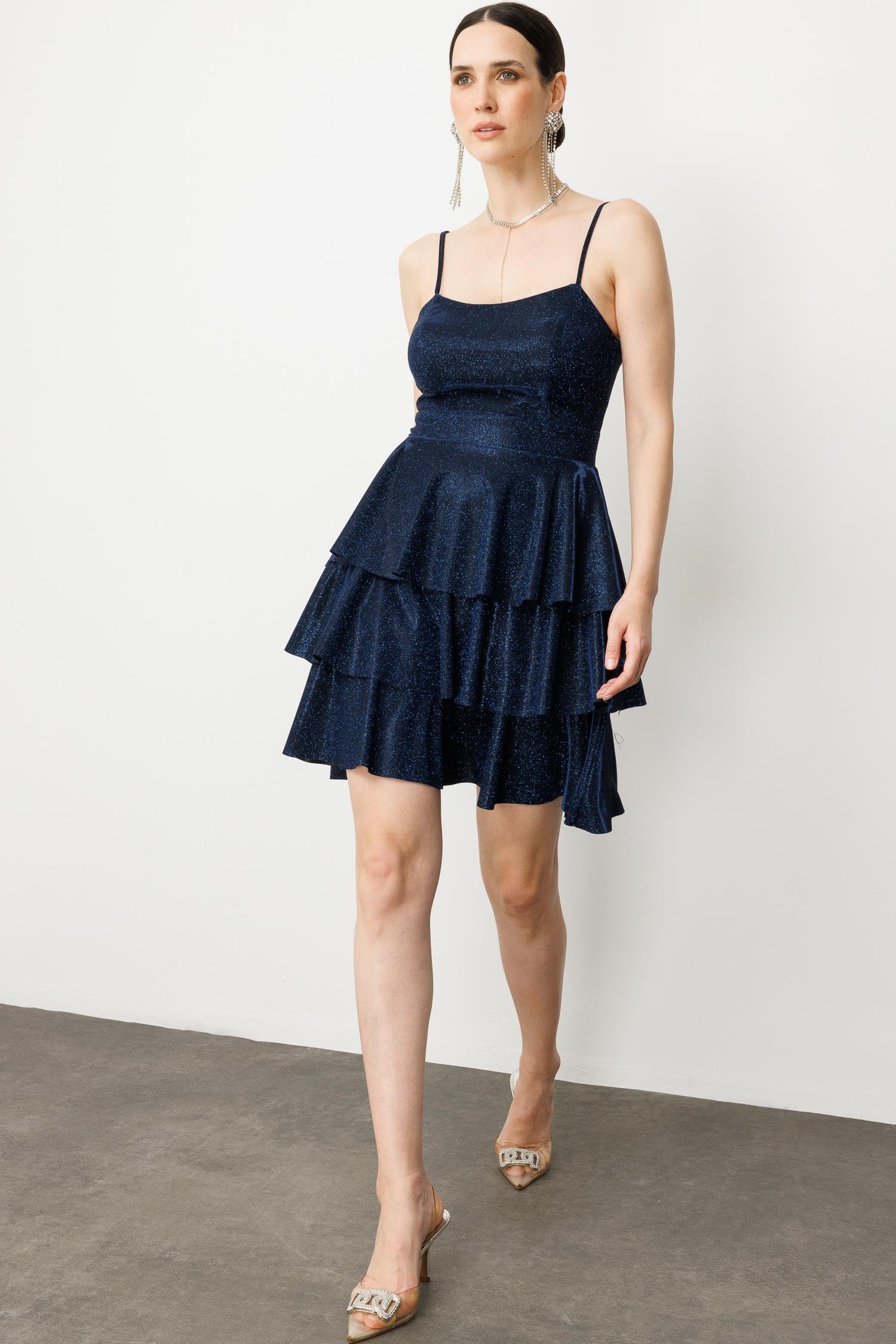 Sim Detay Kısa Abiye Elbise-LACI