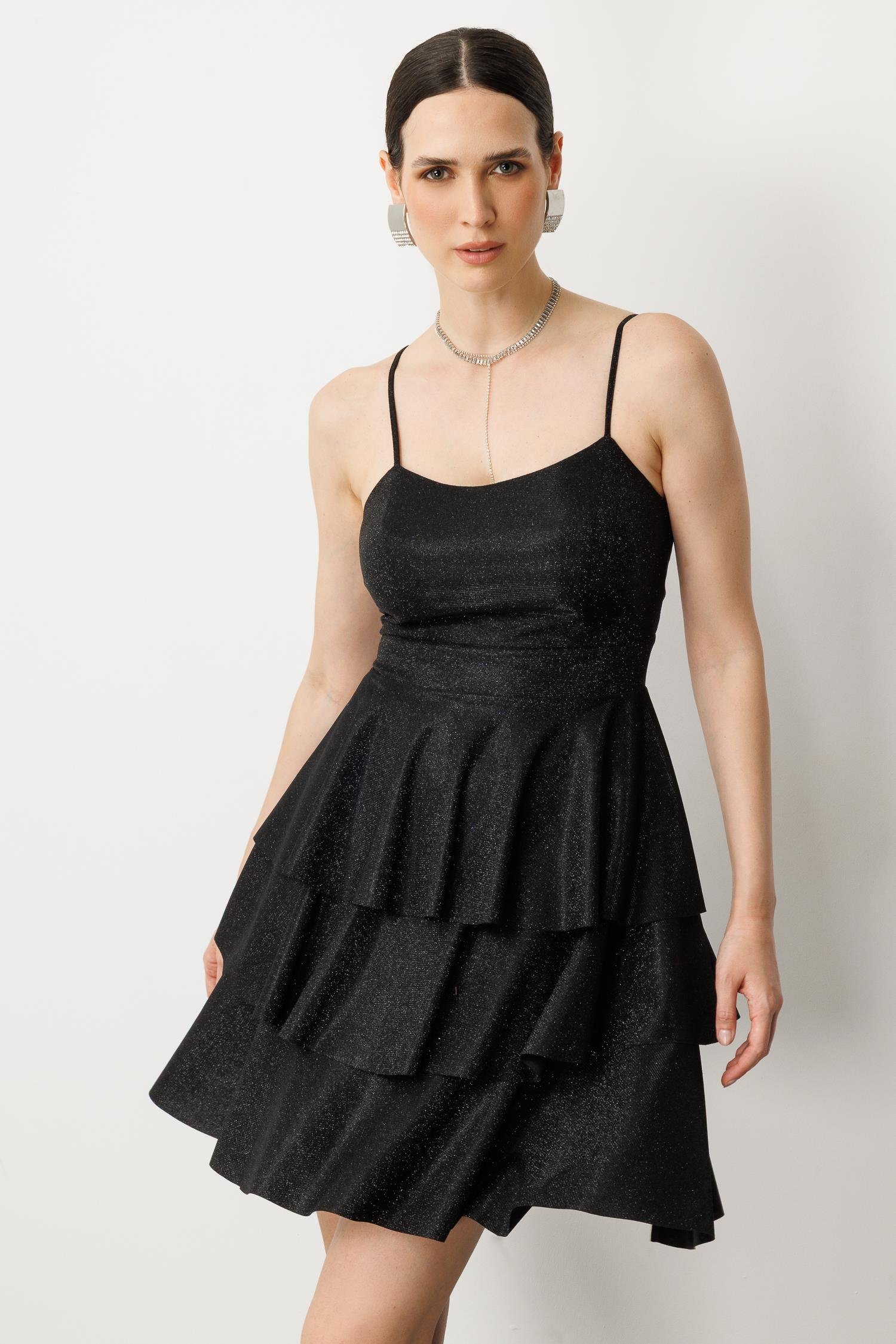 Sim Detay Kısa Abiye Elbise-SİYAH