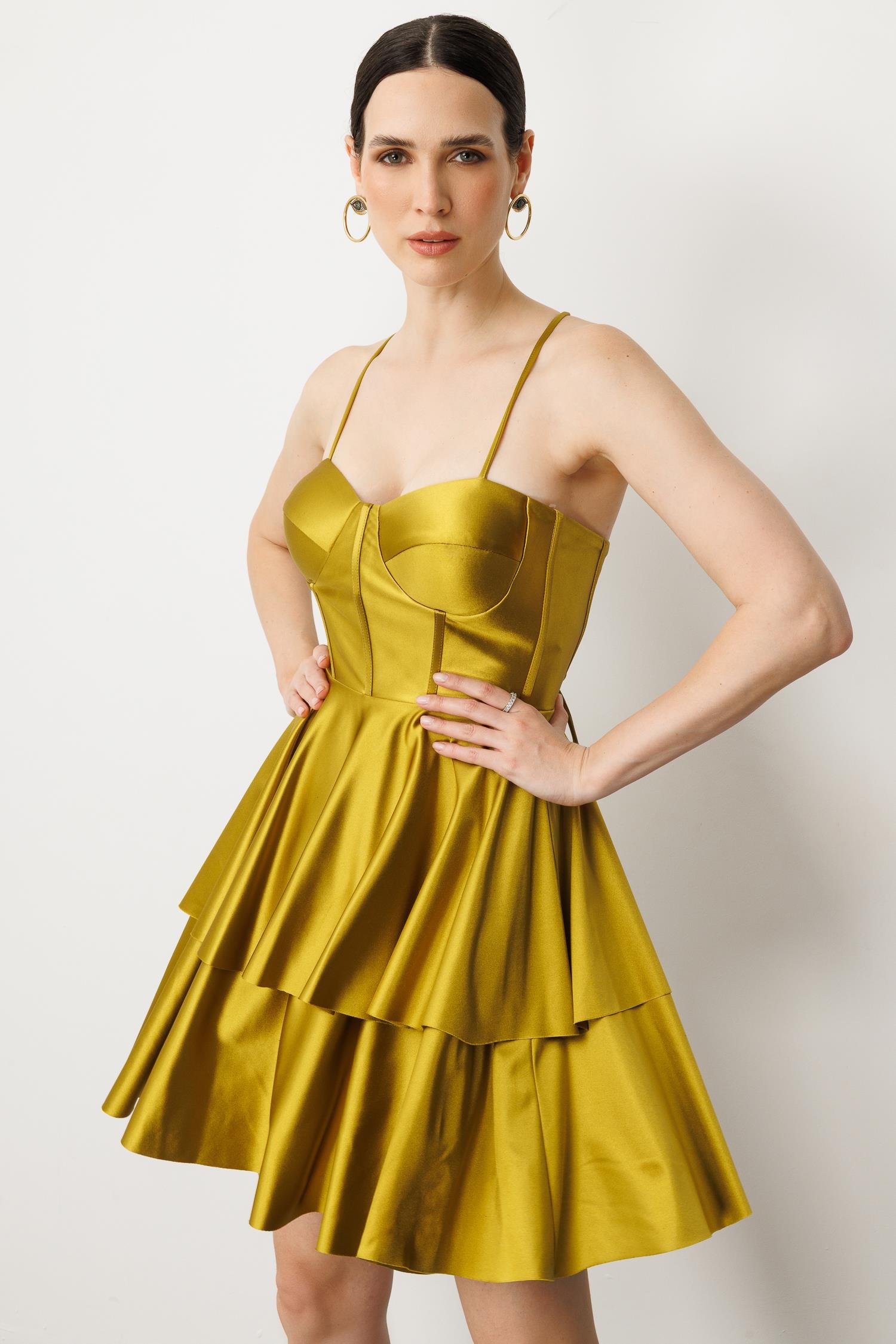 Sırt Detay Kısa Abiye Elbise-Y.YEŞİLİ