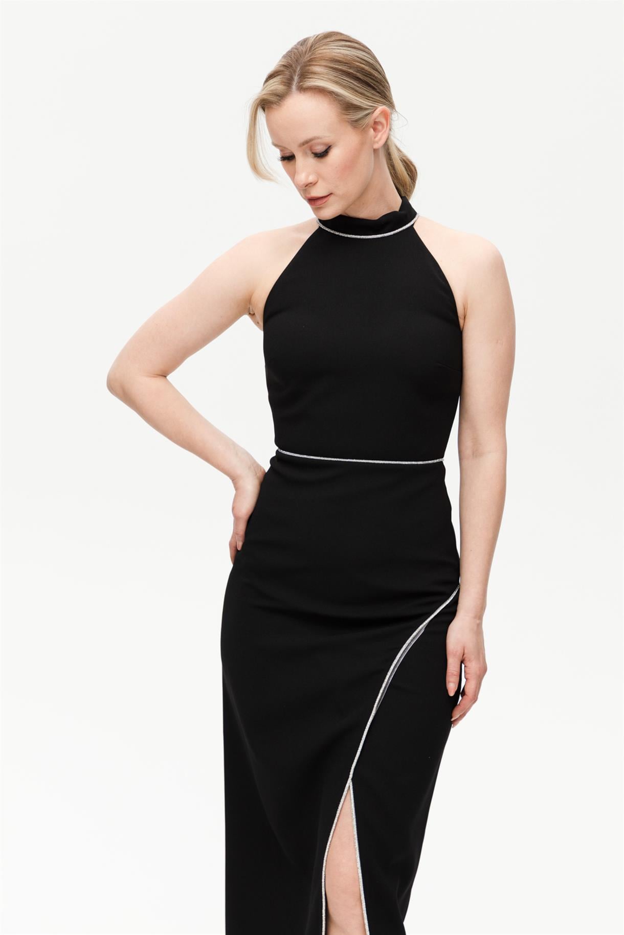 3011-BAYAN ABİYE ELBİSE - SİYAH