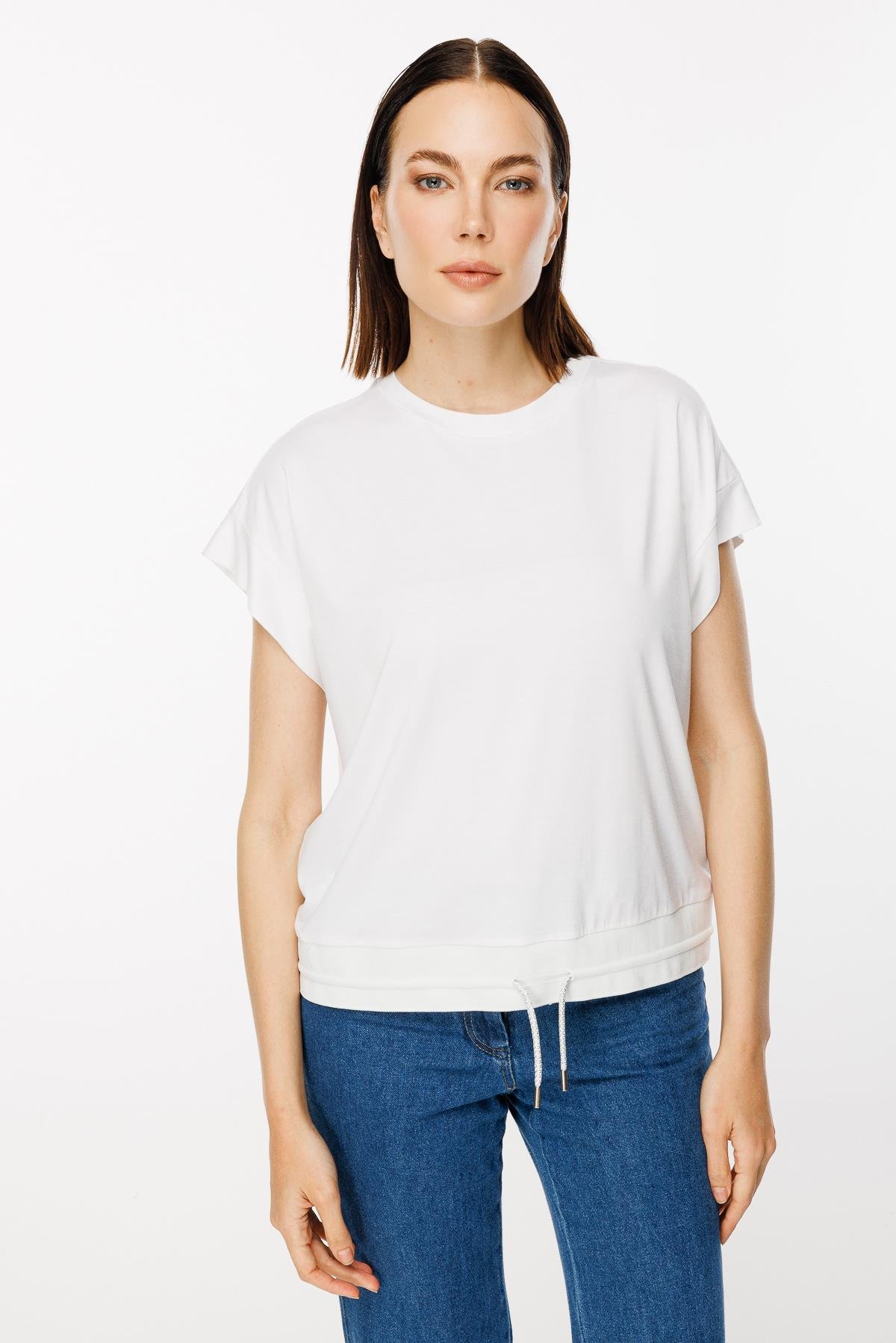 Altı Ribanalı Kısa Kollu Tişört - KEMIK