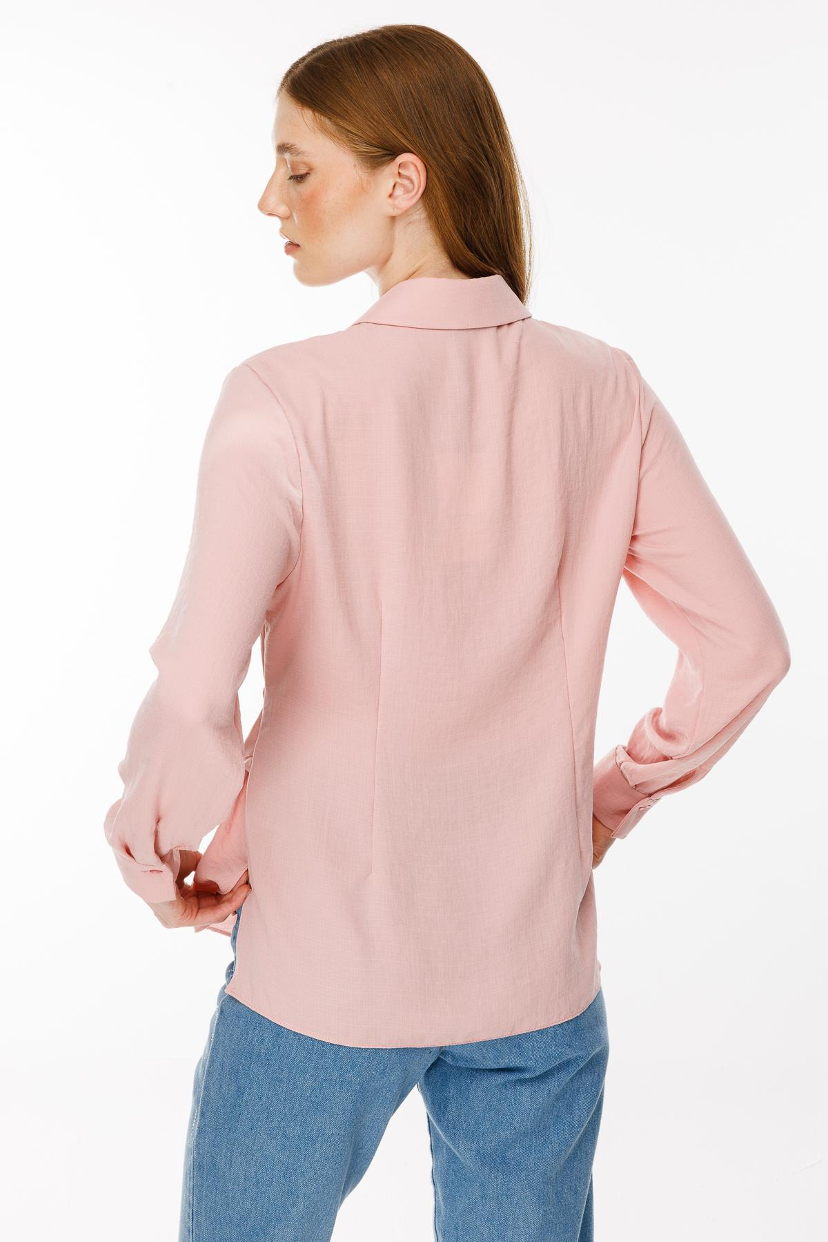 Asimetrik Kesim Gömlek - PEMBE