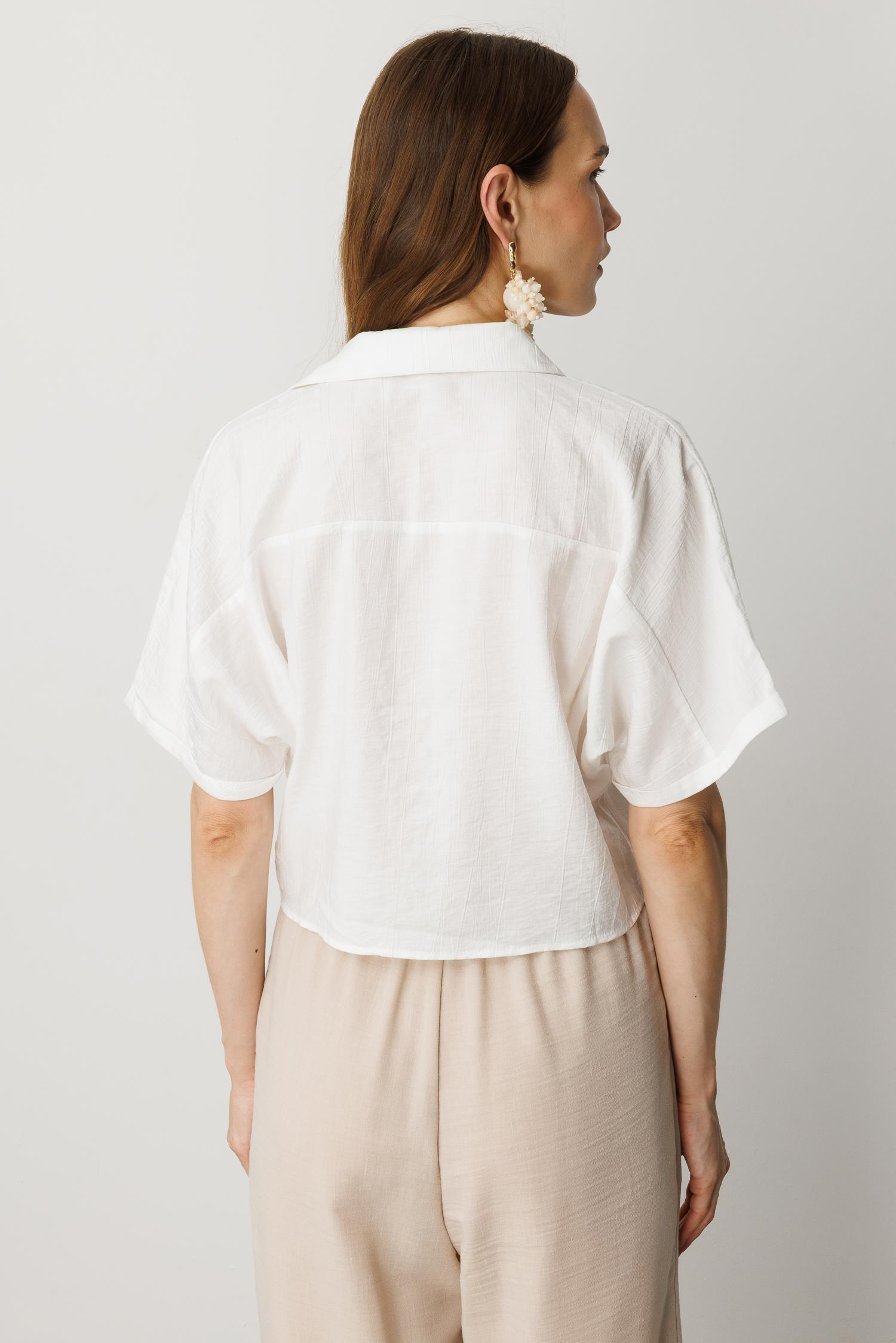 Bağlama Detaylı Crop Gömlek-EKRU