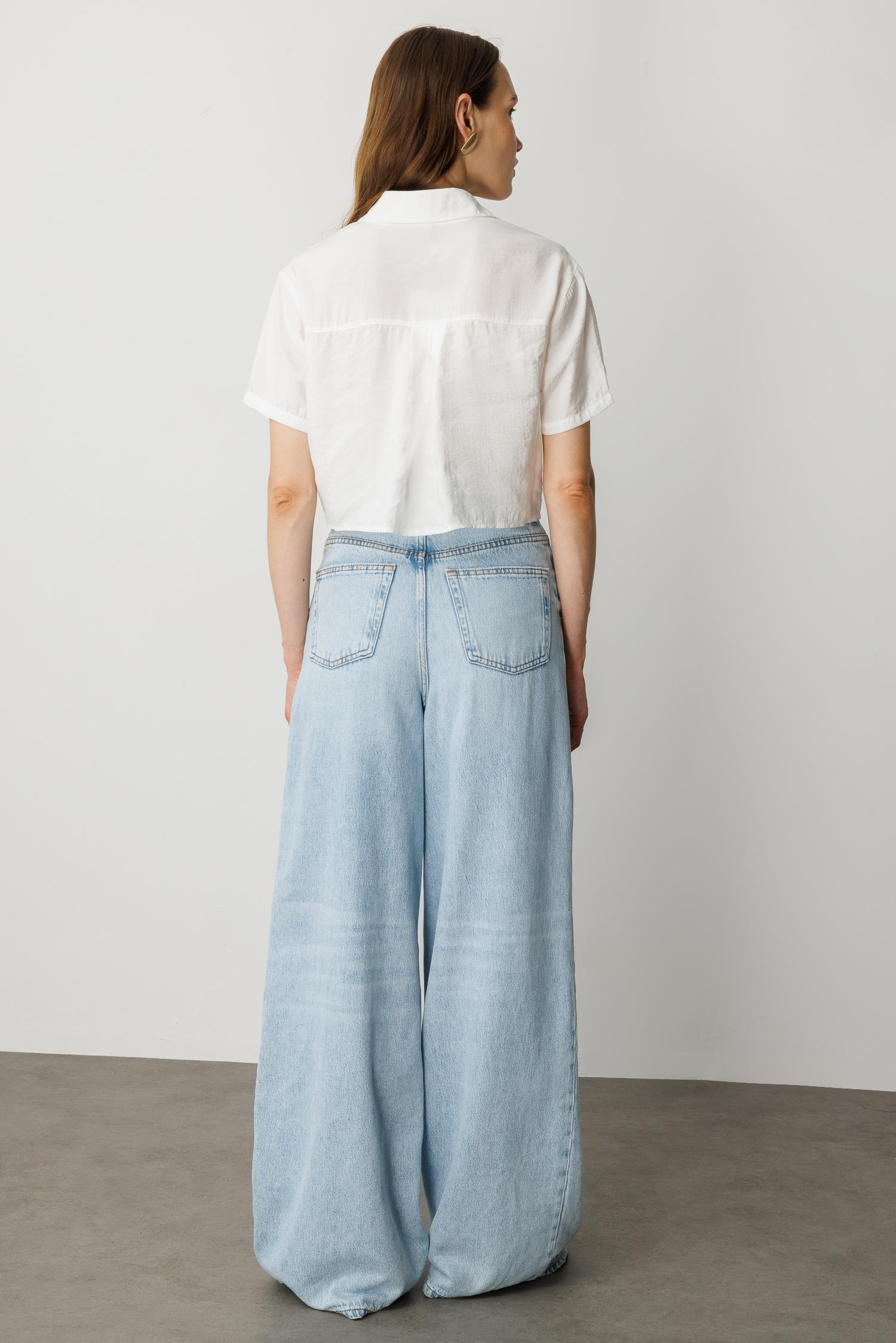 Bağlama Detaylı Kısa Gömlek-EKRU