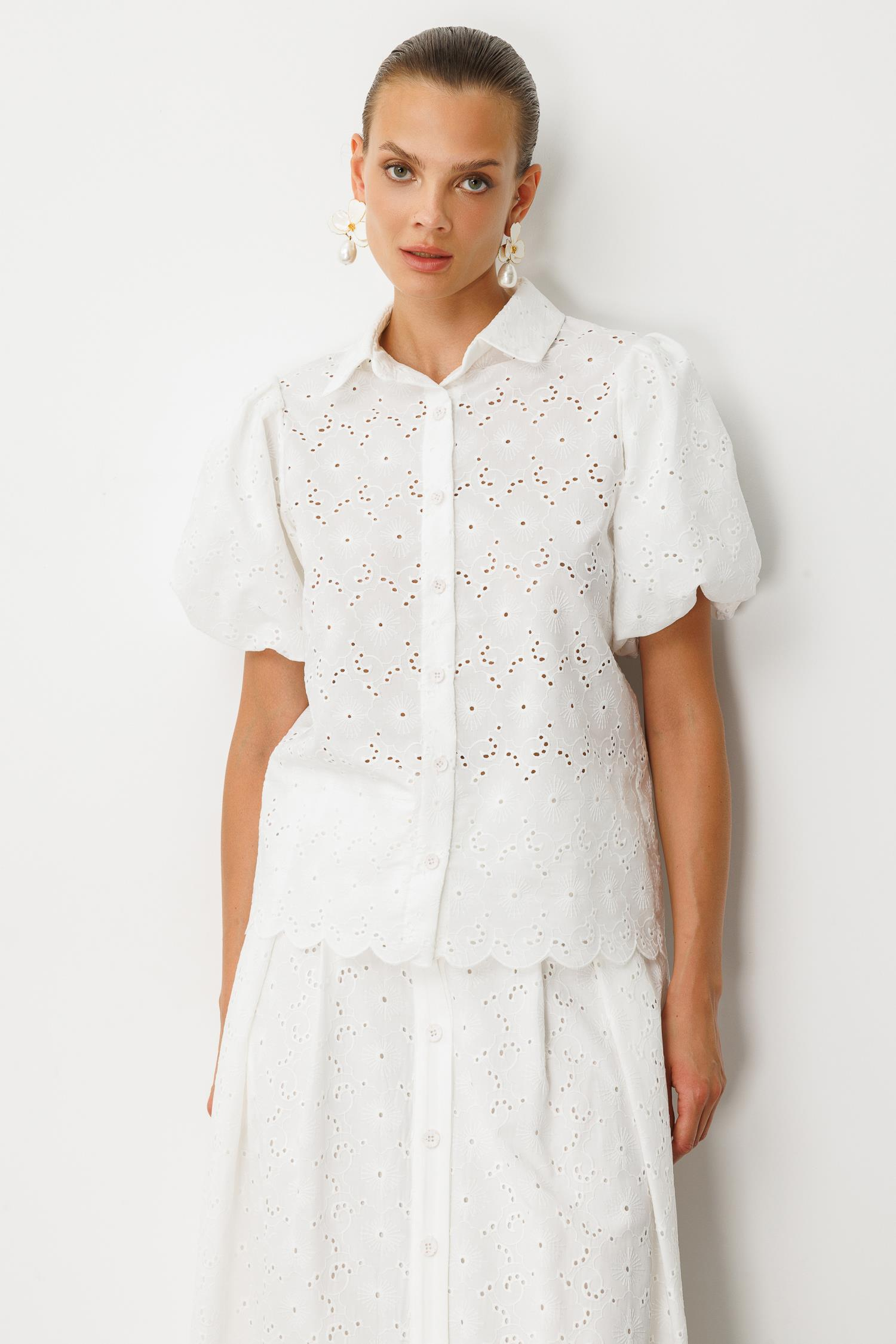 Balon Kol Pamuklu Fisto Gömlek-KEMIK